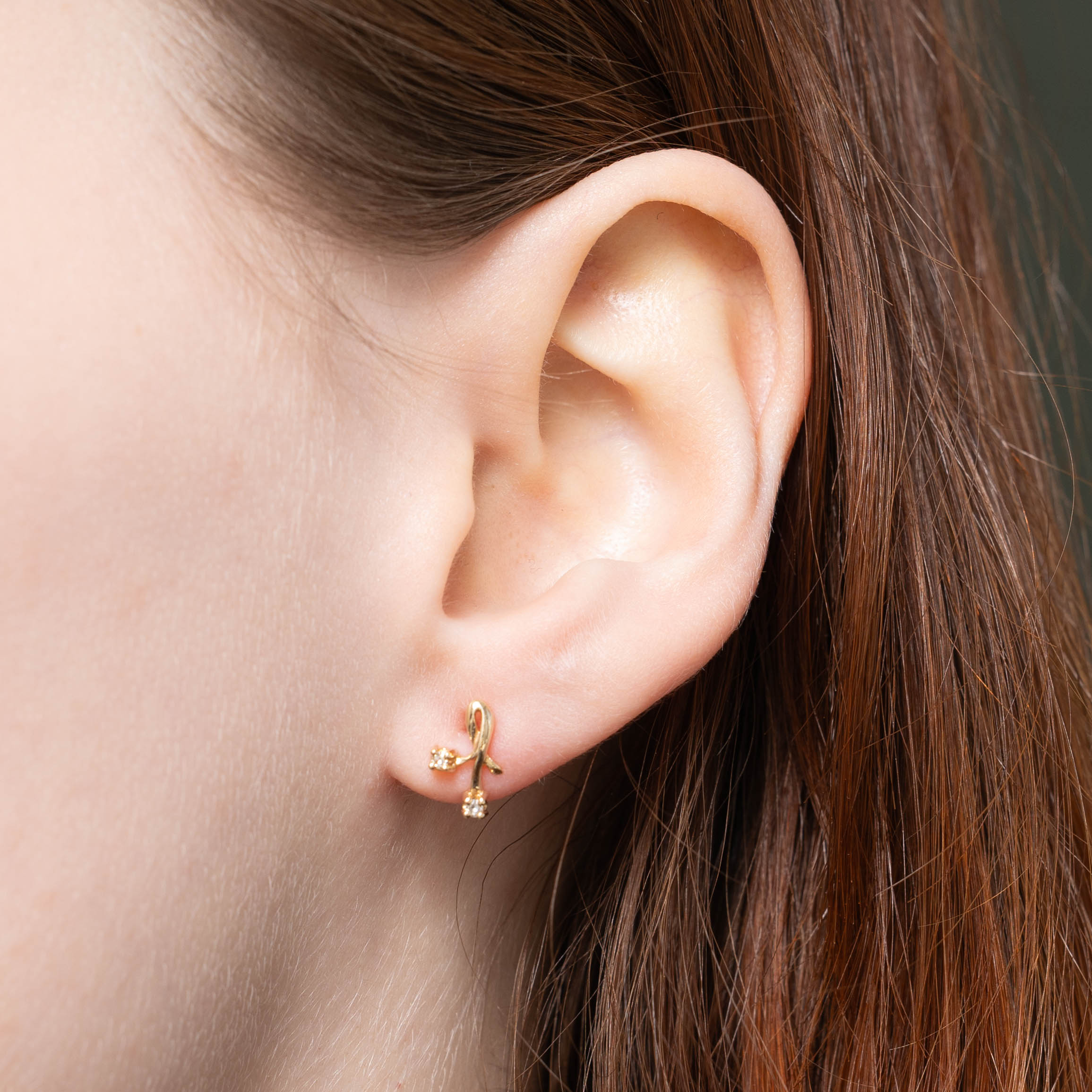 14k Diamond Loop Stud Earrings