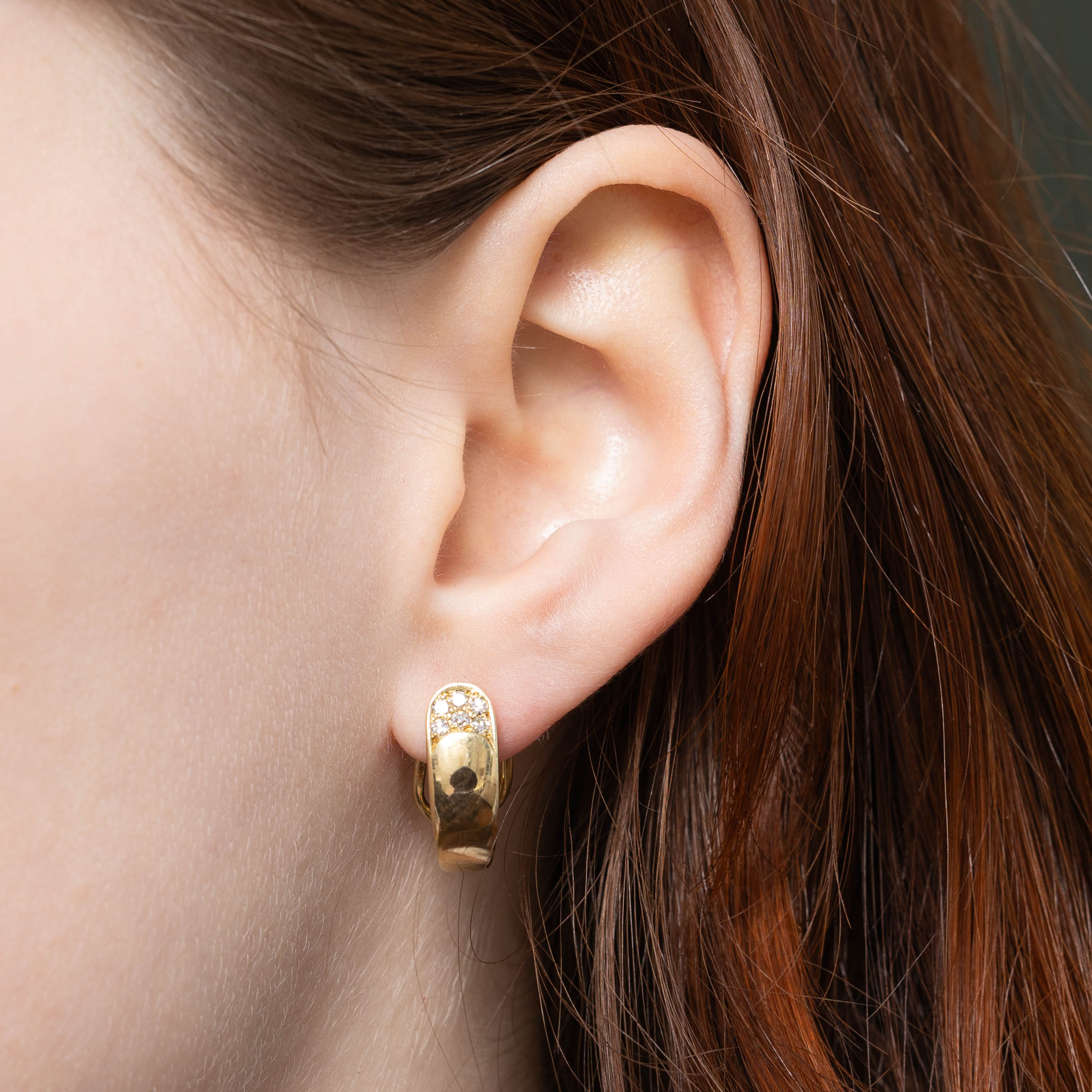 14k Diamond Accent Half Hoop Earrings