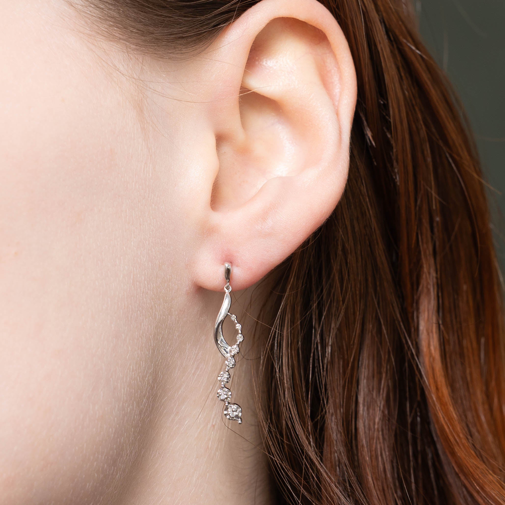 10k Diamond Journey Drop Earrings