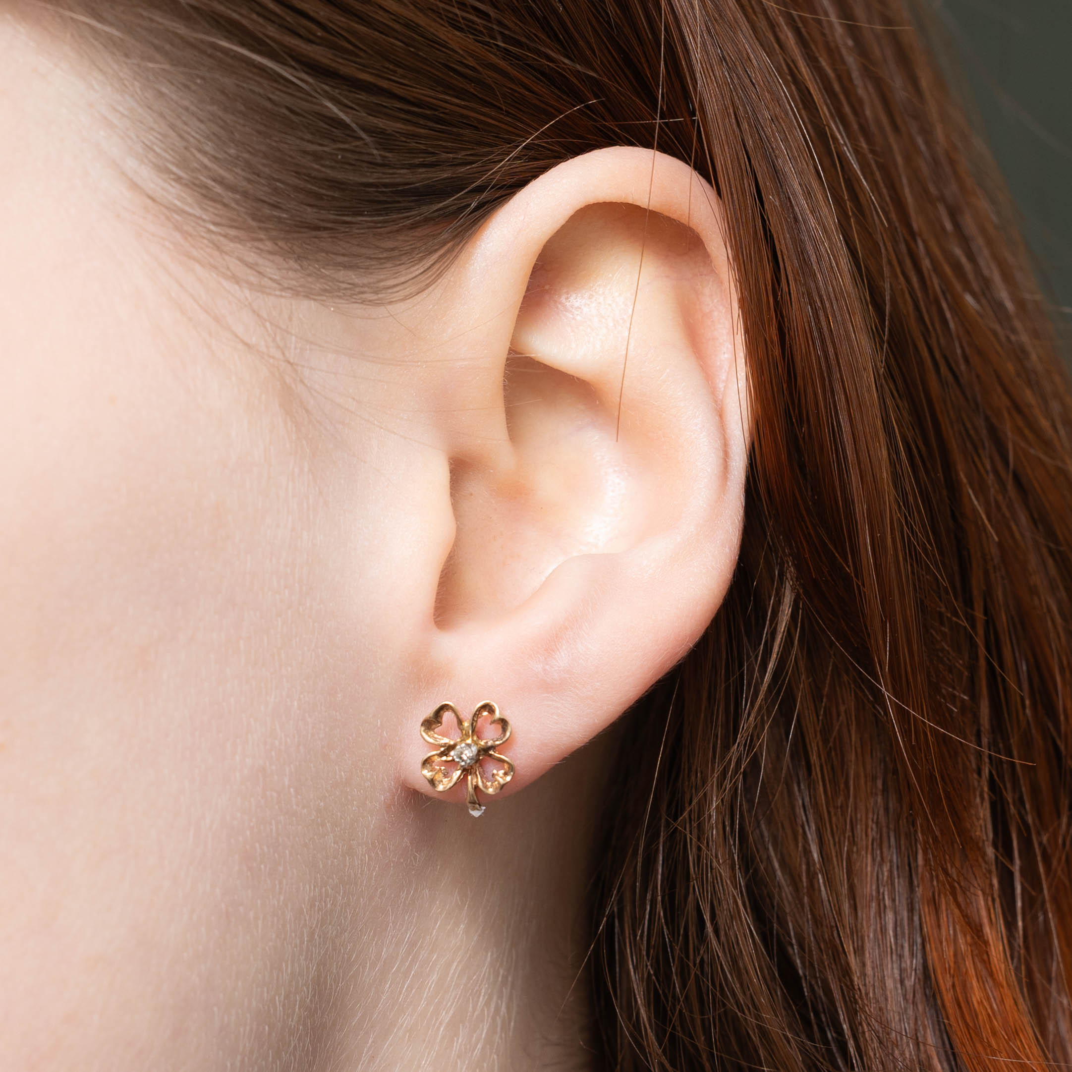 10k Diamond Floral Stud Earrings