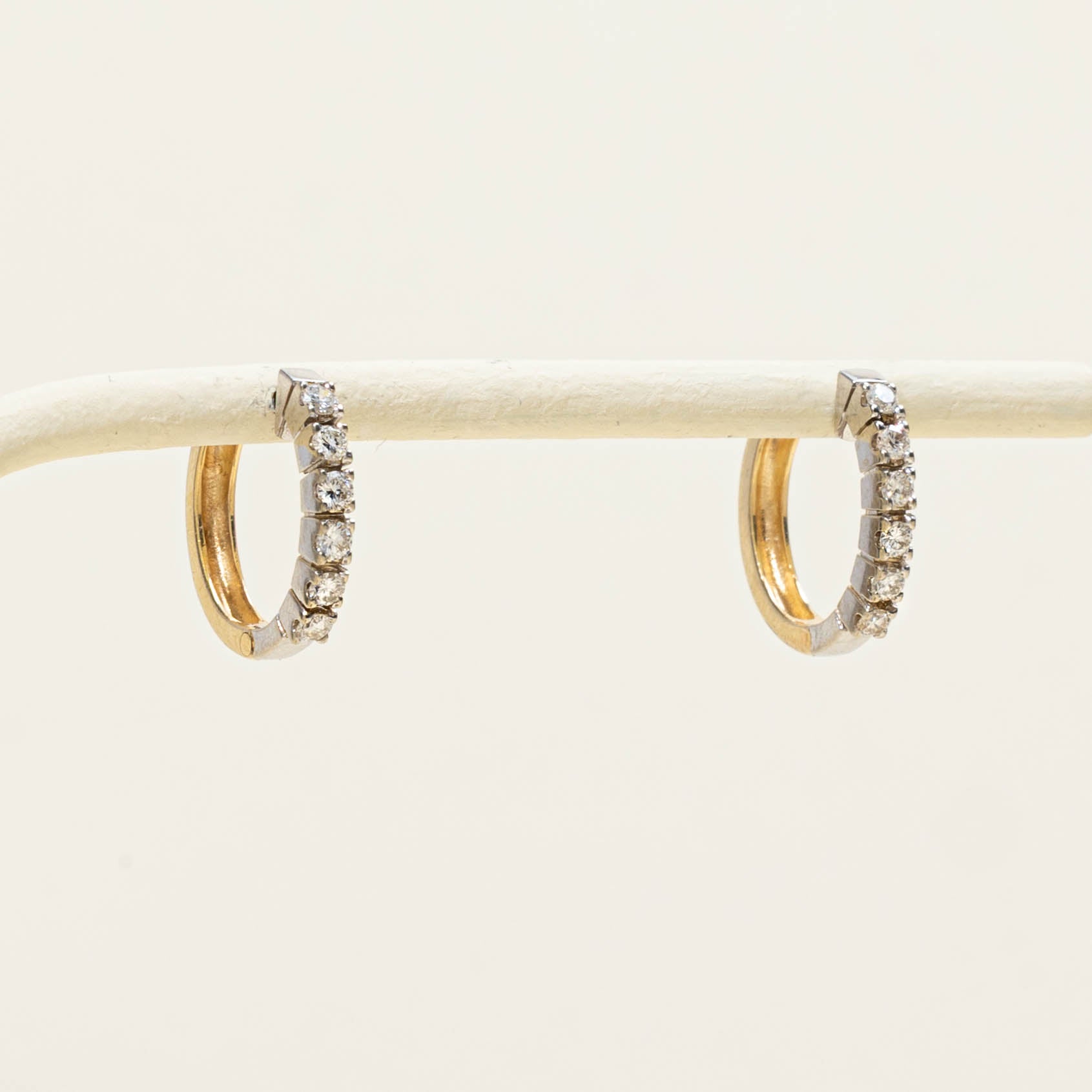 14k Diamond Huggie Earrings