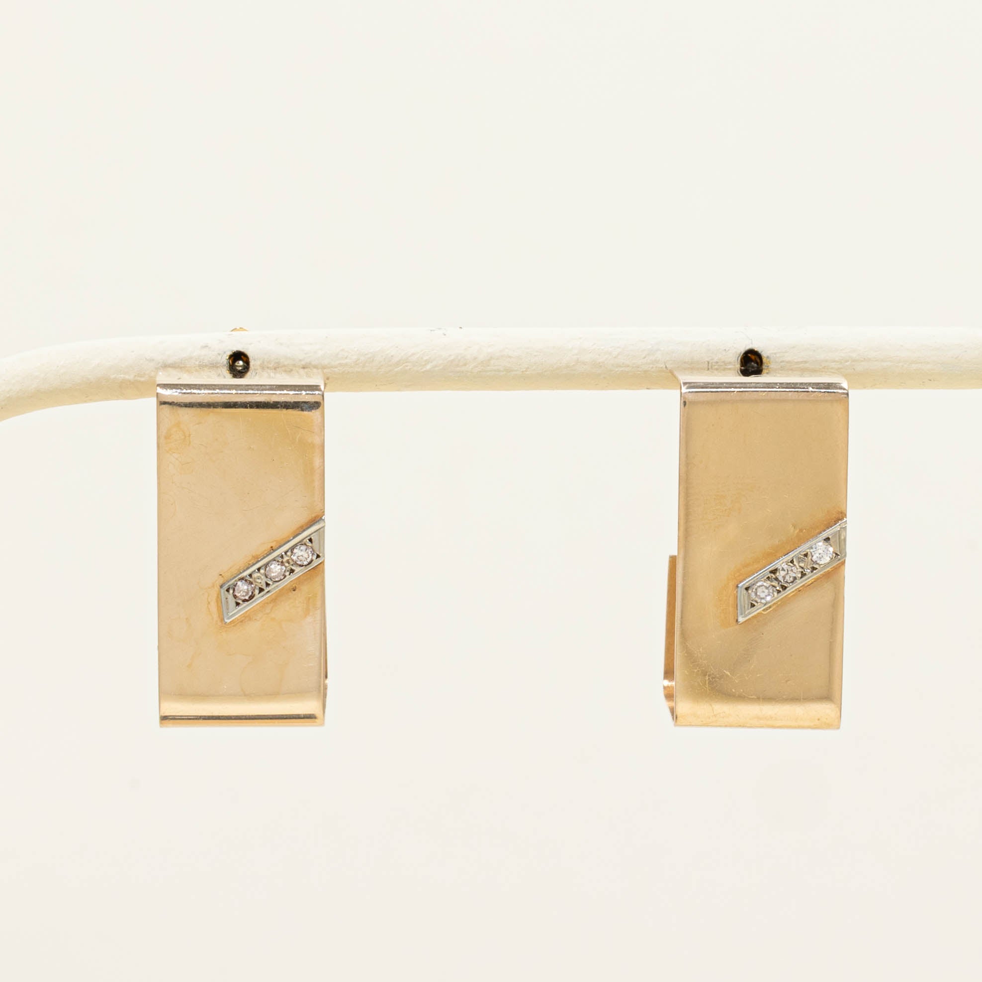 14k Diamond Geometric Hoop Earrings
