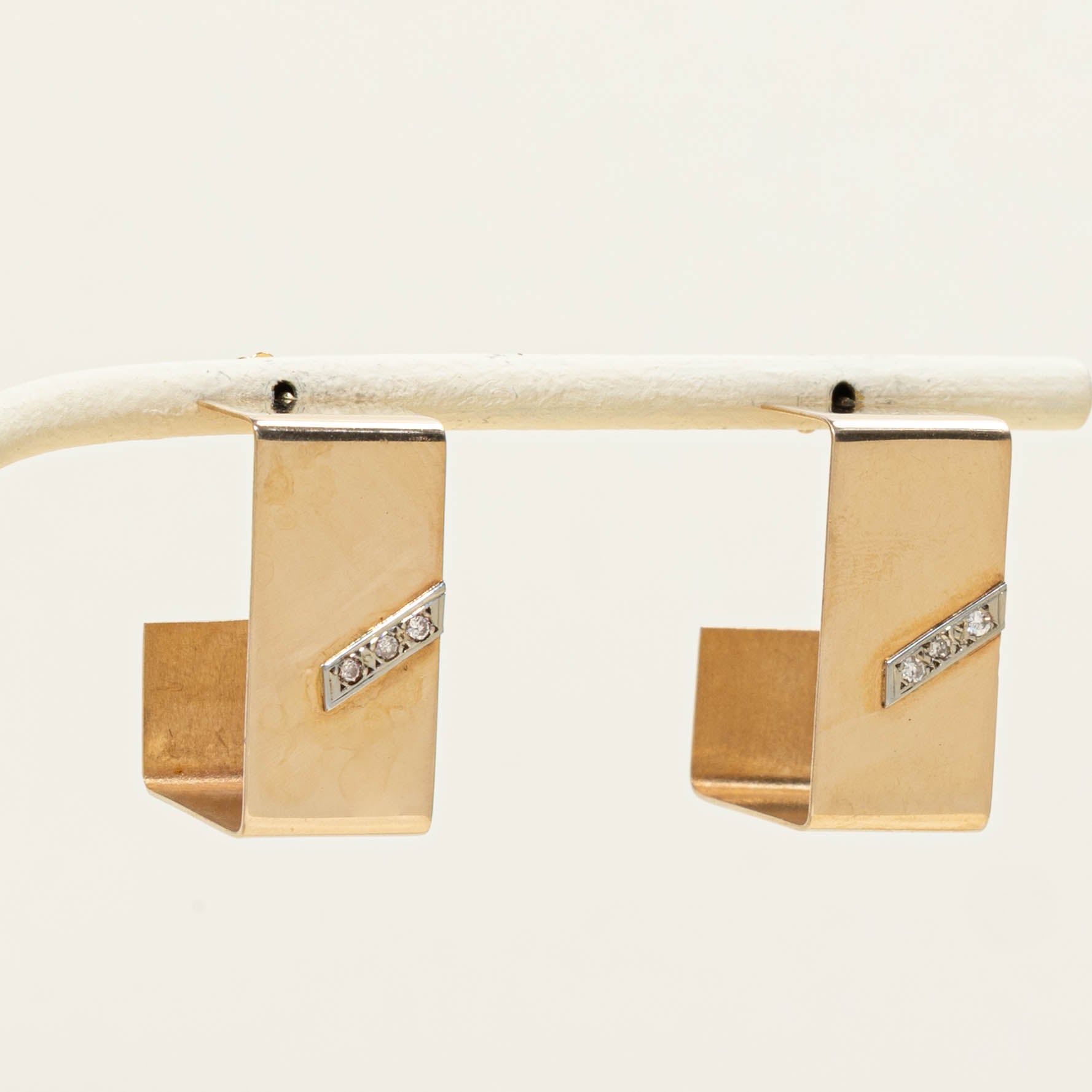 14k Diamond Geometric Hoop Earrings