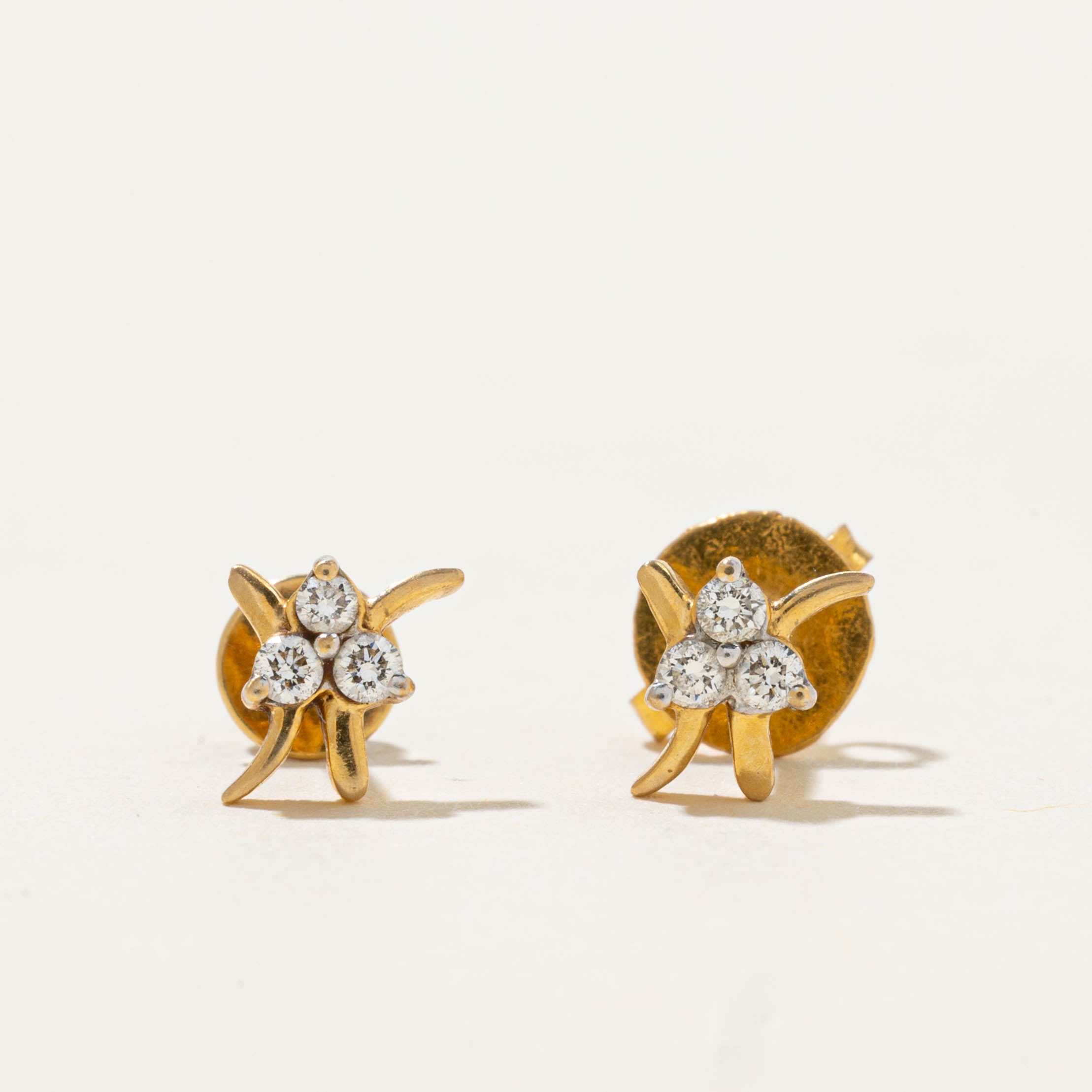 22k Diamond Cluster Abstract Stud Earrings