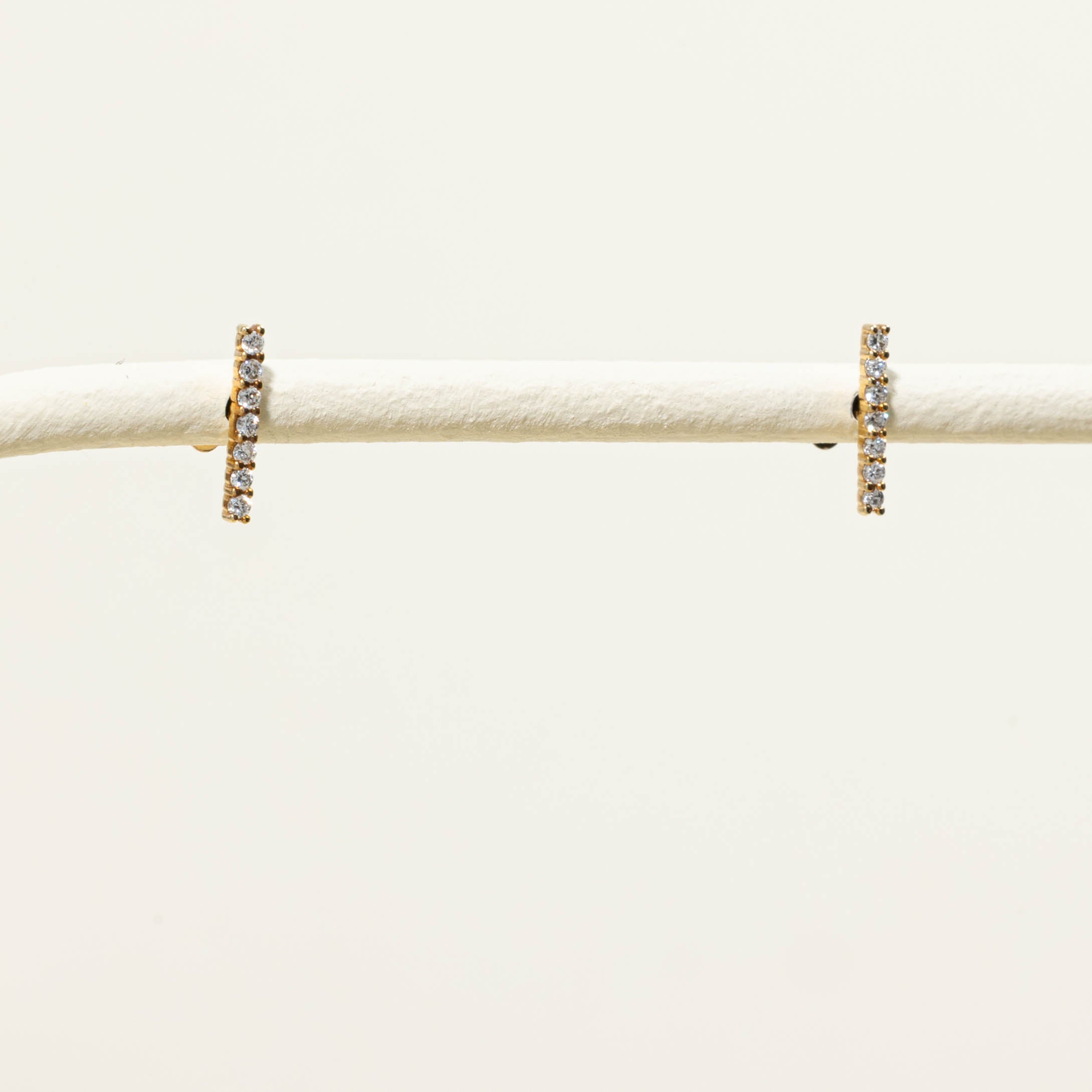 14k Diamond Bar Stud Earrings