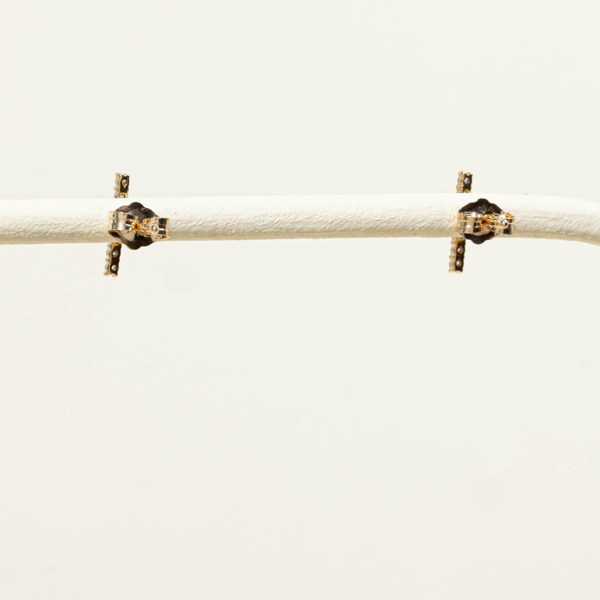 14k Diamond Bar Stud Earrings