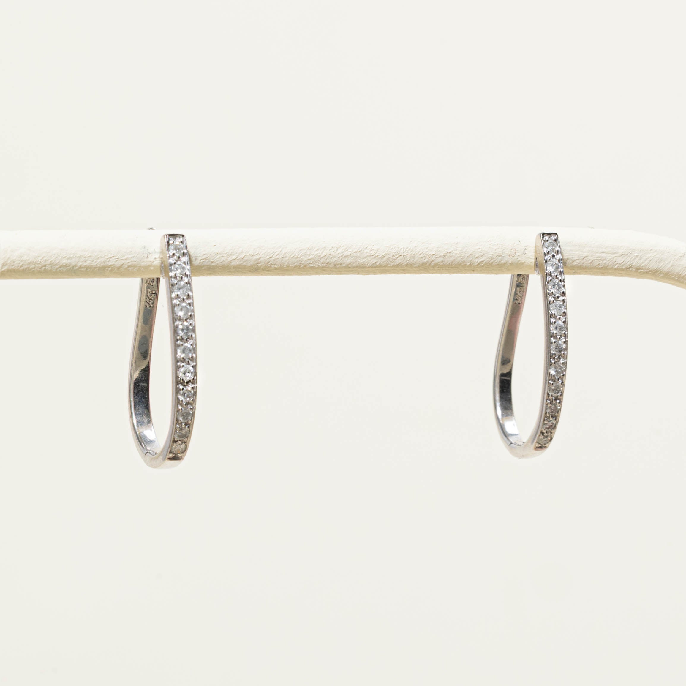 14k Pavé Set Diamond Hoop Earrings