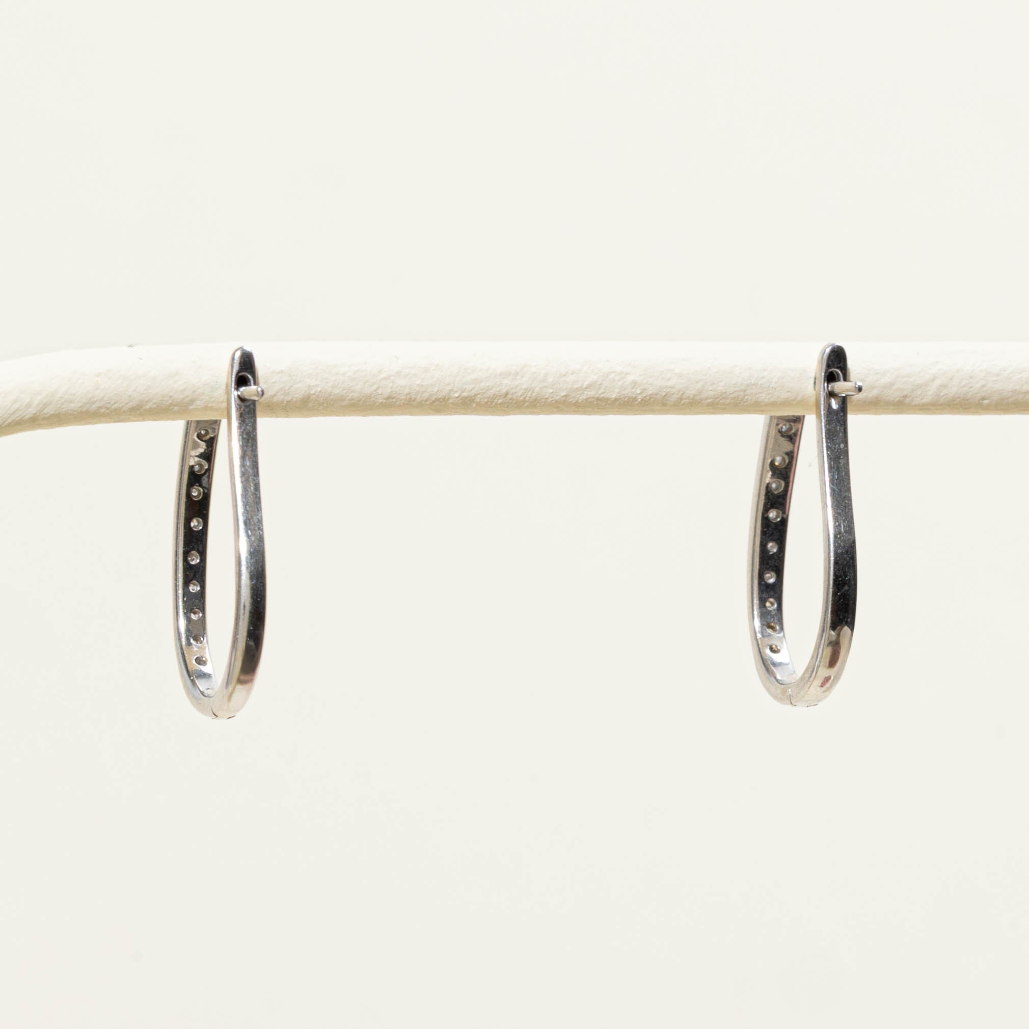 14k Pavé Set Diamond Hoop Earrings