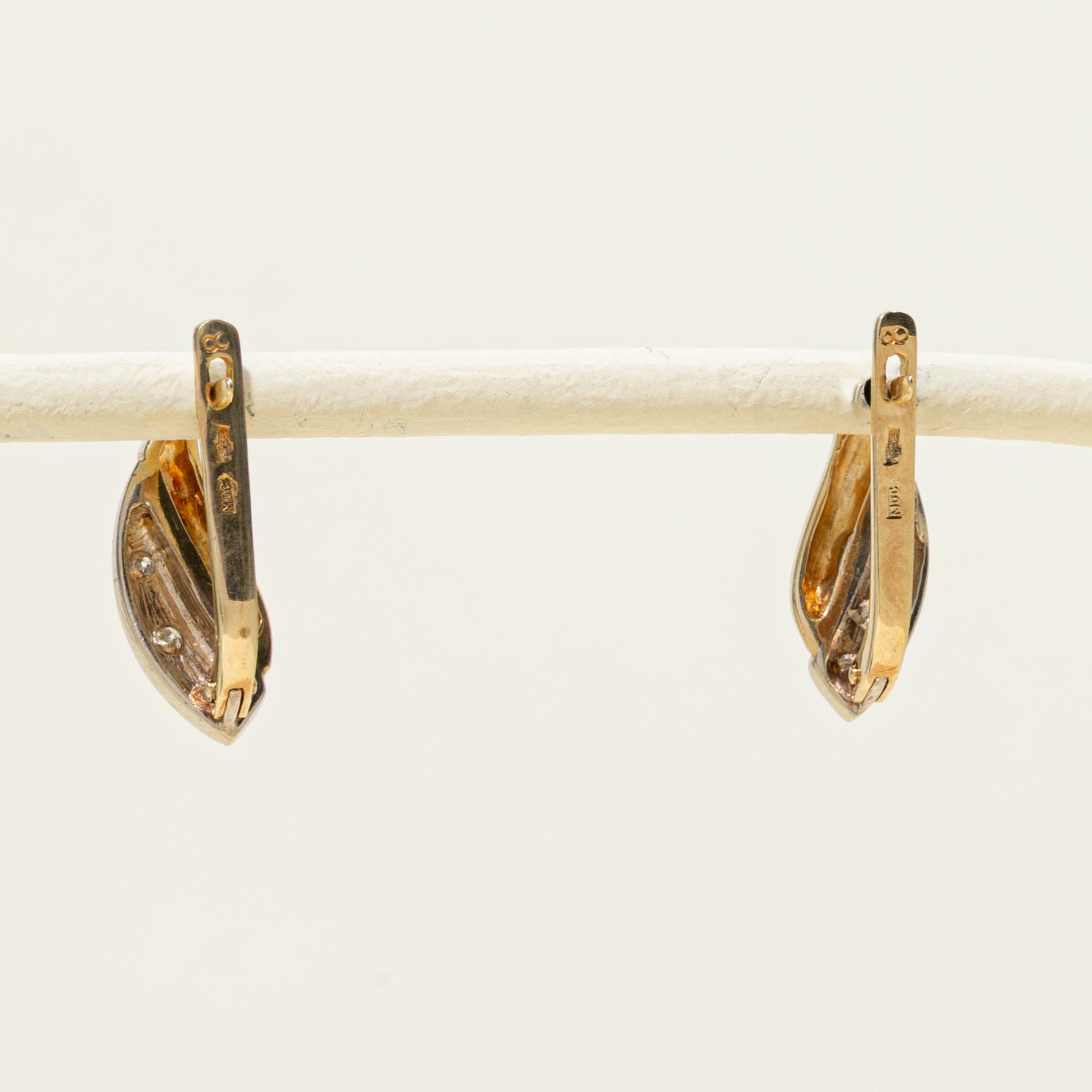 14k Diamond Wave Drop Earrings