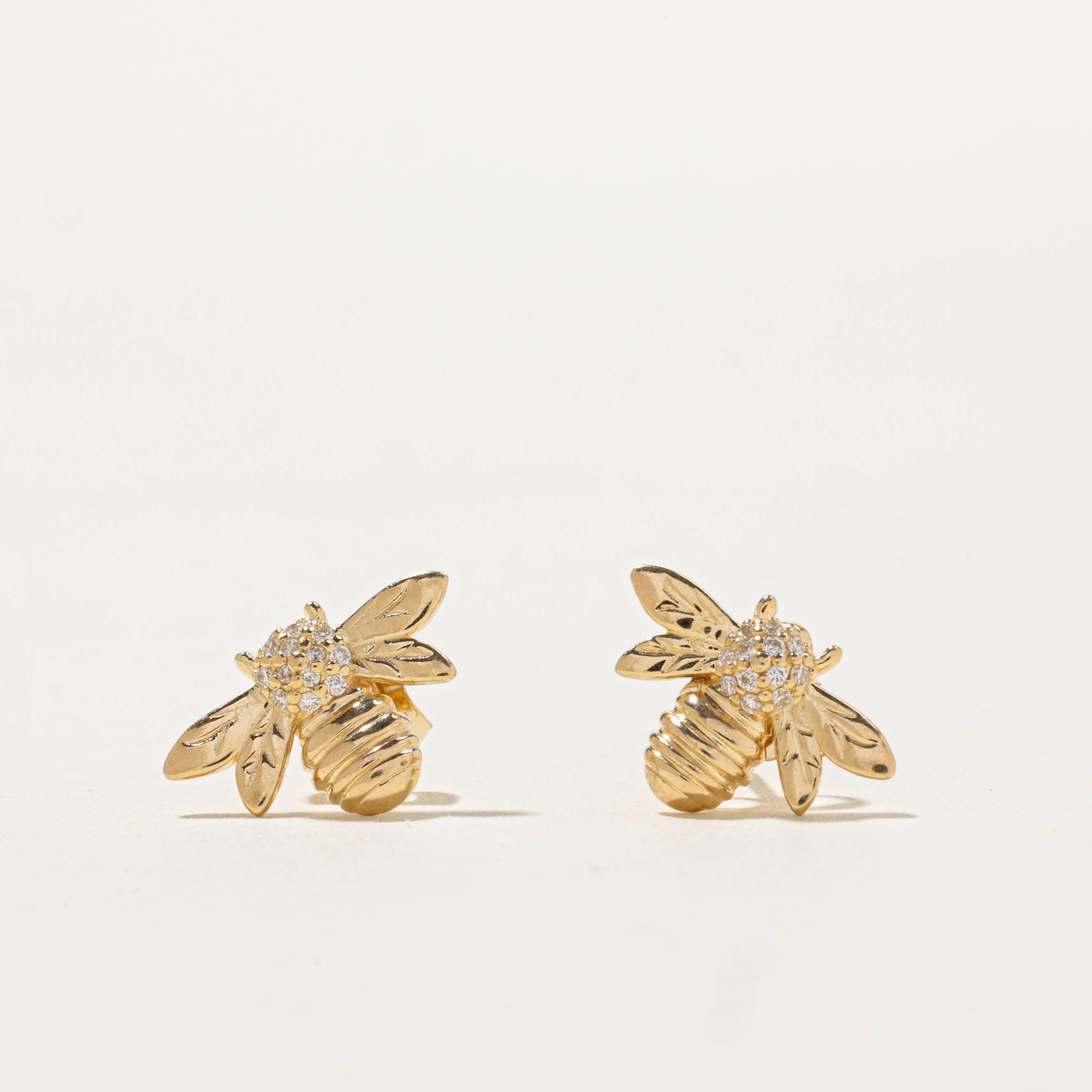 14k Diamond Bee Stud Earrings