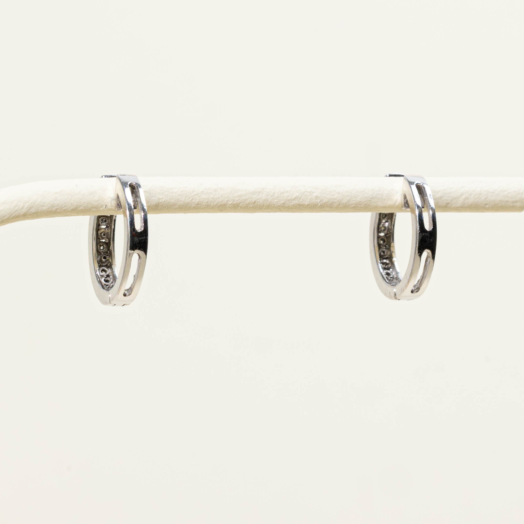 14k Channel Set Diamond Hoop Earrings