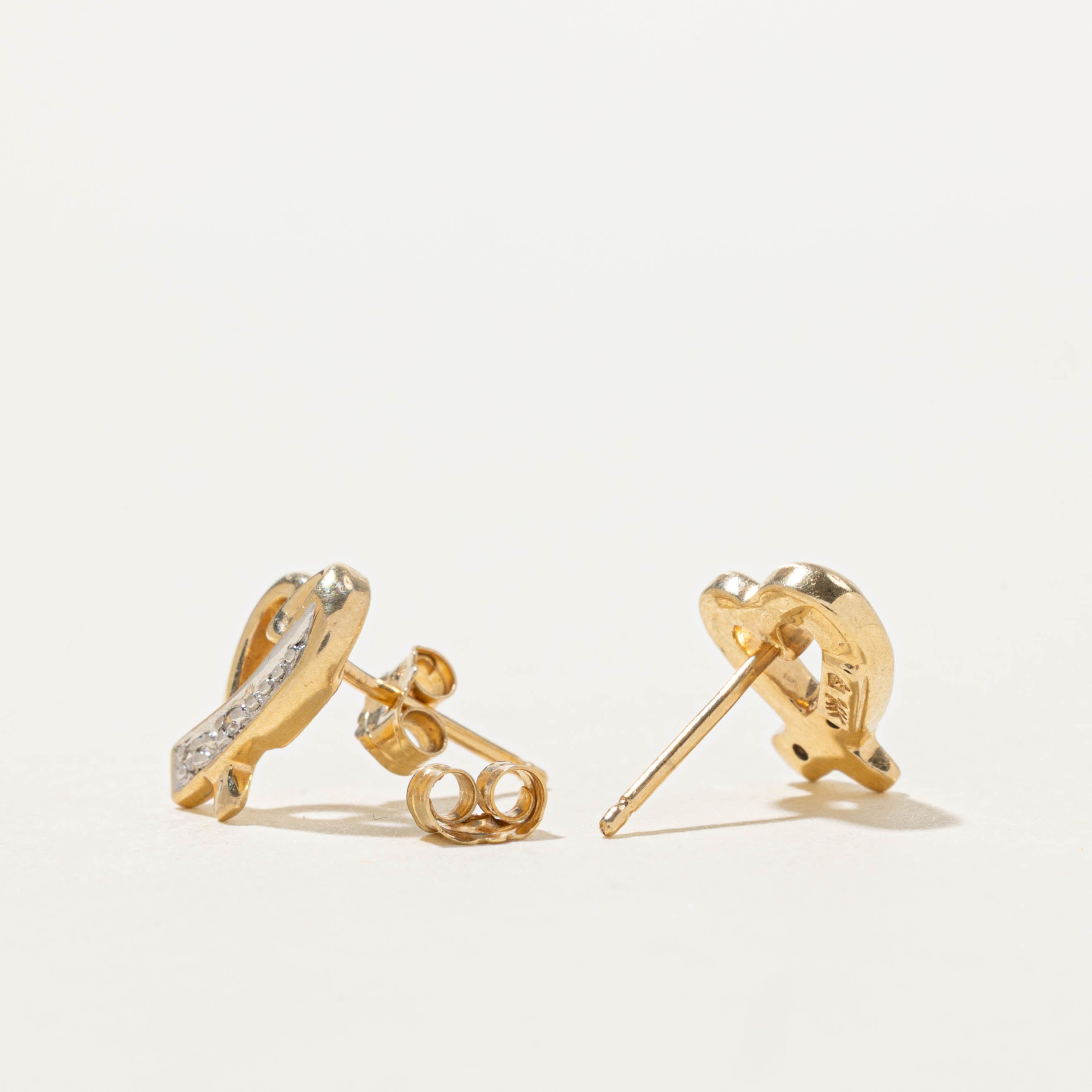 14k Heart Diamond Accent Stud Earrings