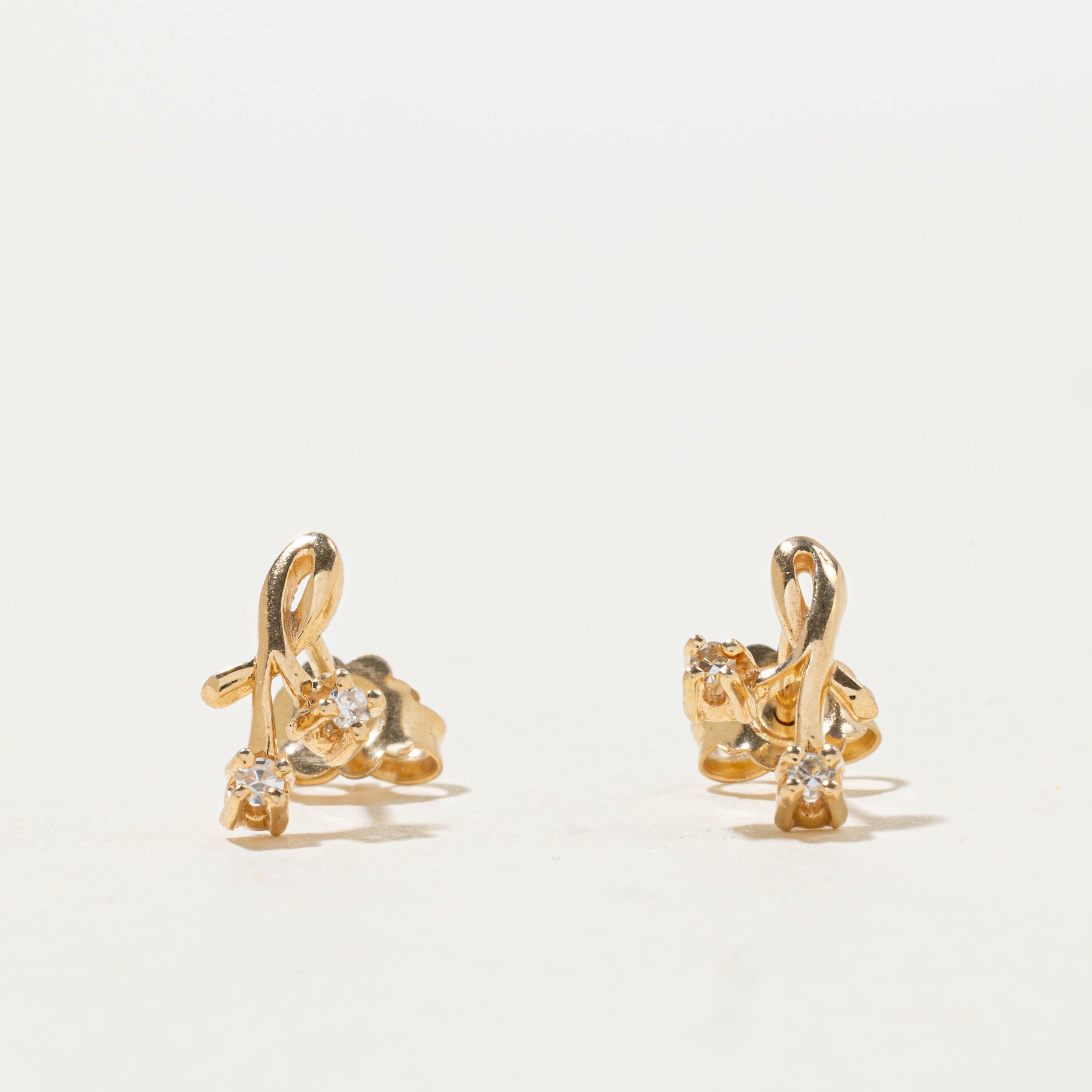 14k Diamond Loop Stud Earrings