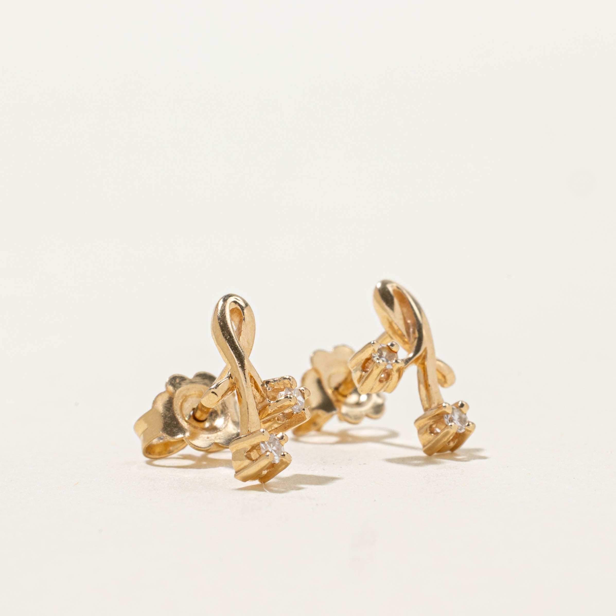 14k Diamond Loop Stud Earrings