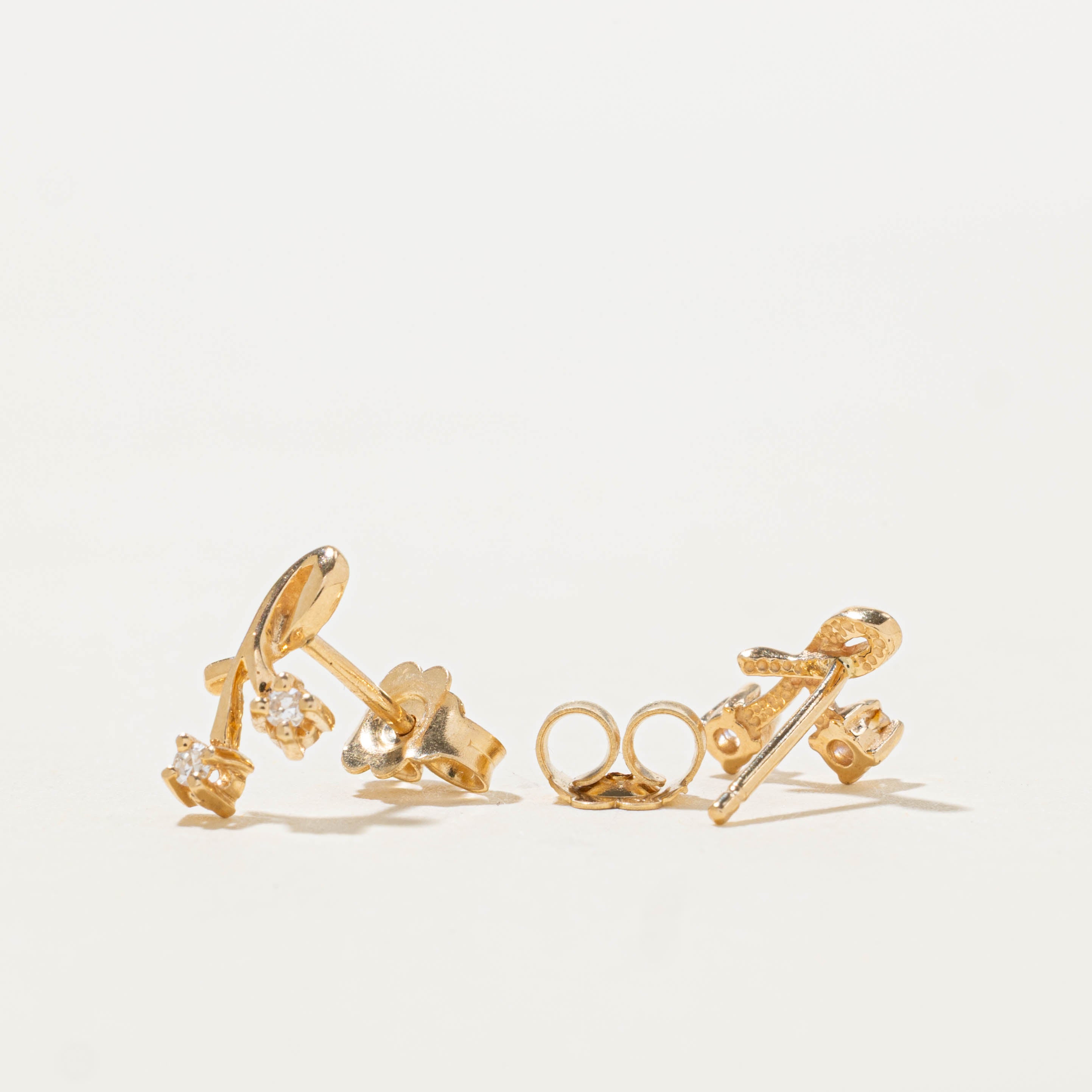 14k Diamond Loop Stud Earrings
