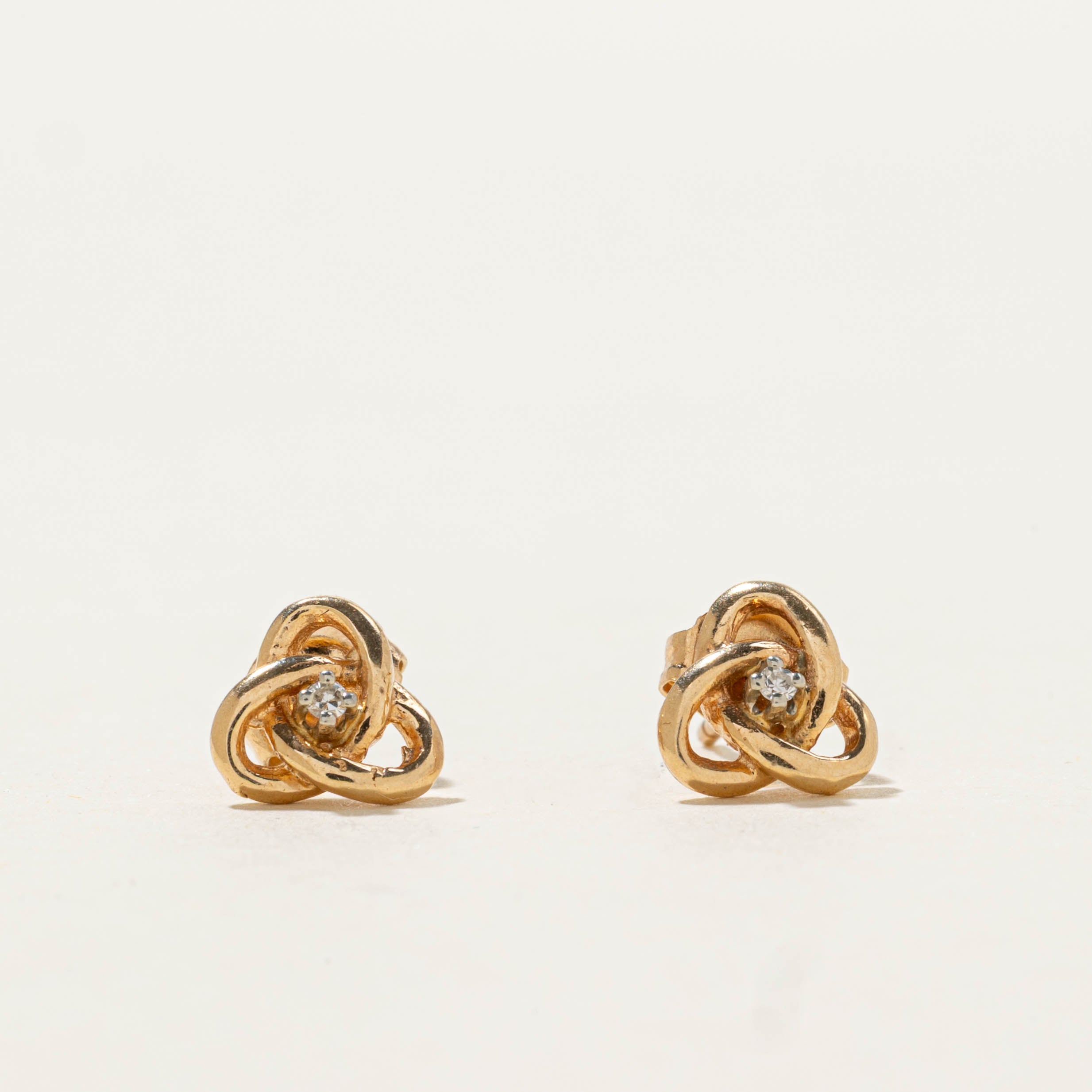 14k Diamond Knot Stud Earrings