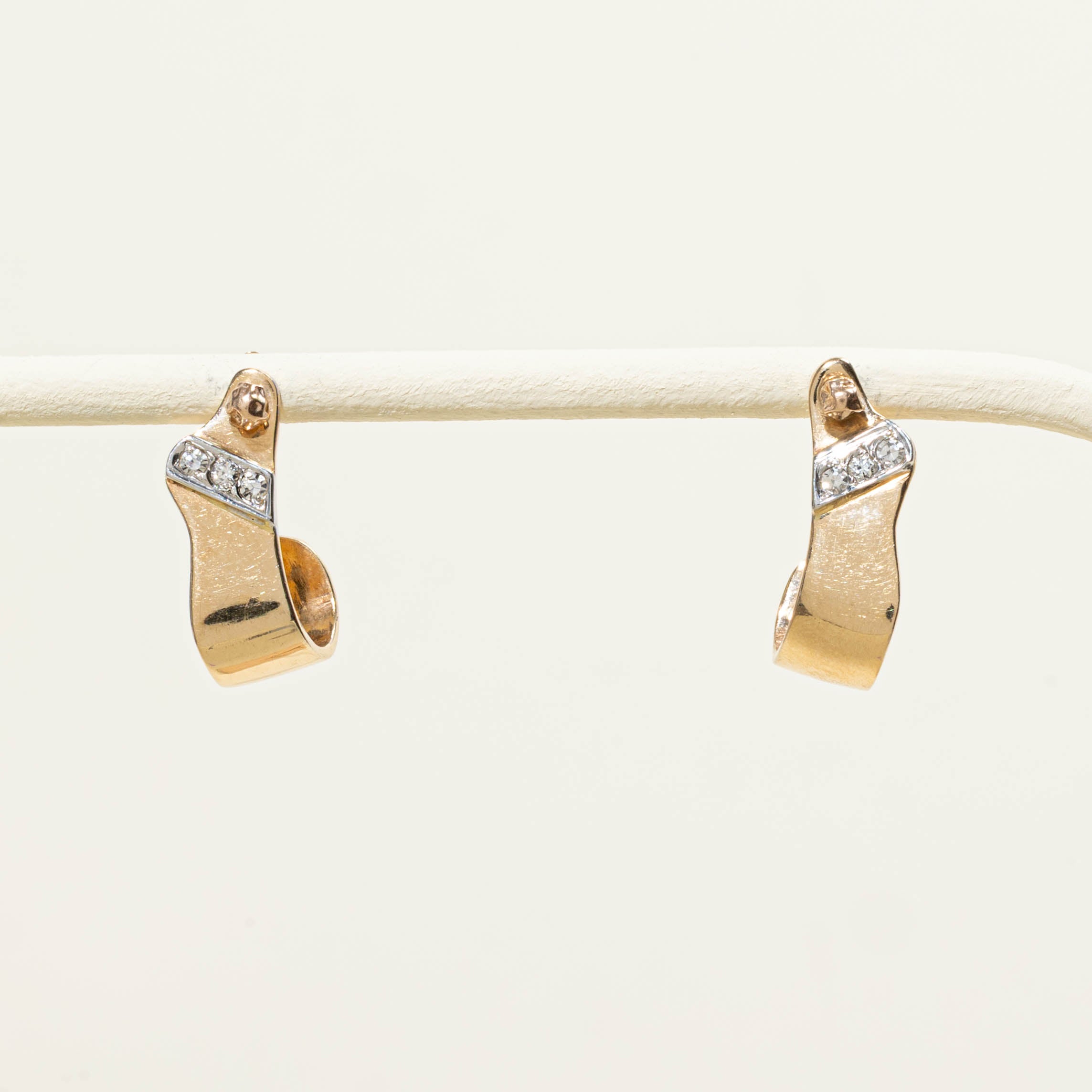 14k Diamond Abstract Half Hoop Earrings