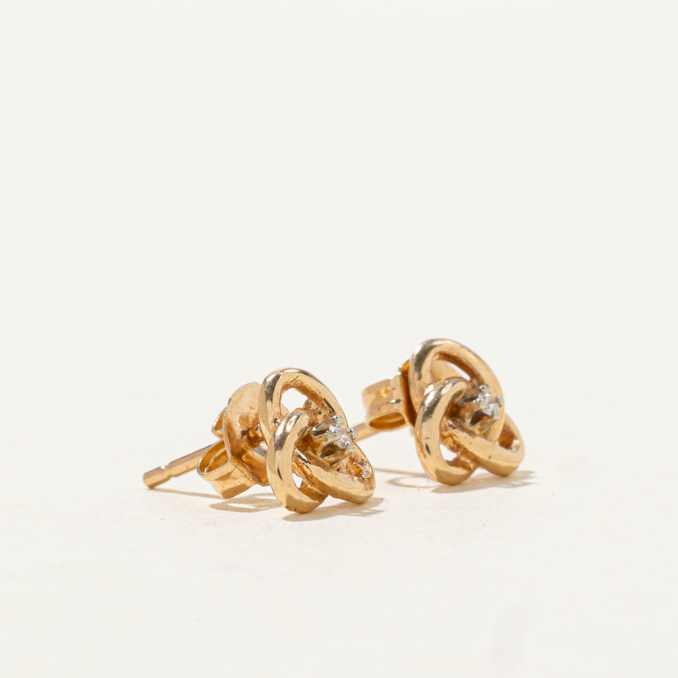 14k Diamond Knot Stud Earrings
