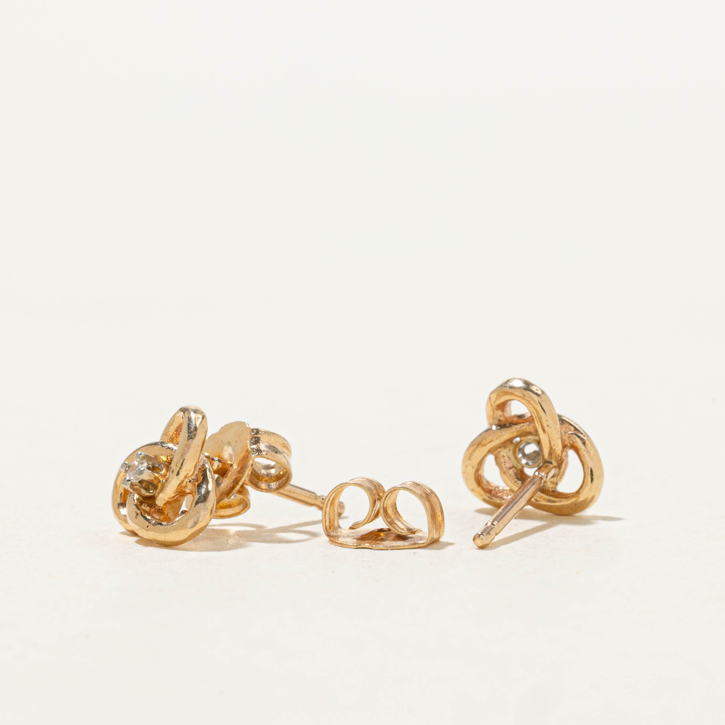 14k Diamond Knot Stud Earrings