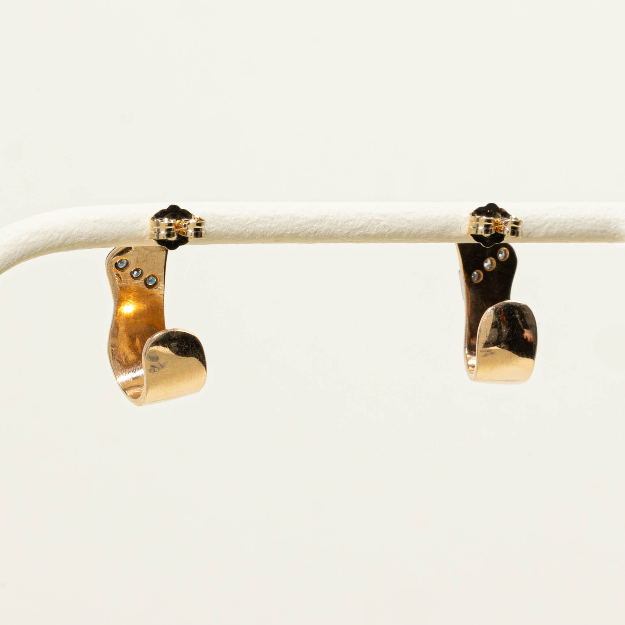 14k Diamond Abstract Half Hoop Earrings