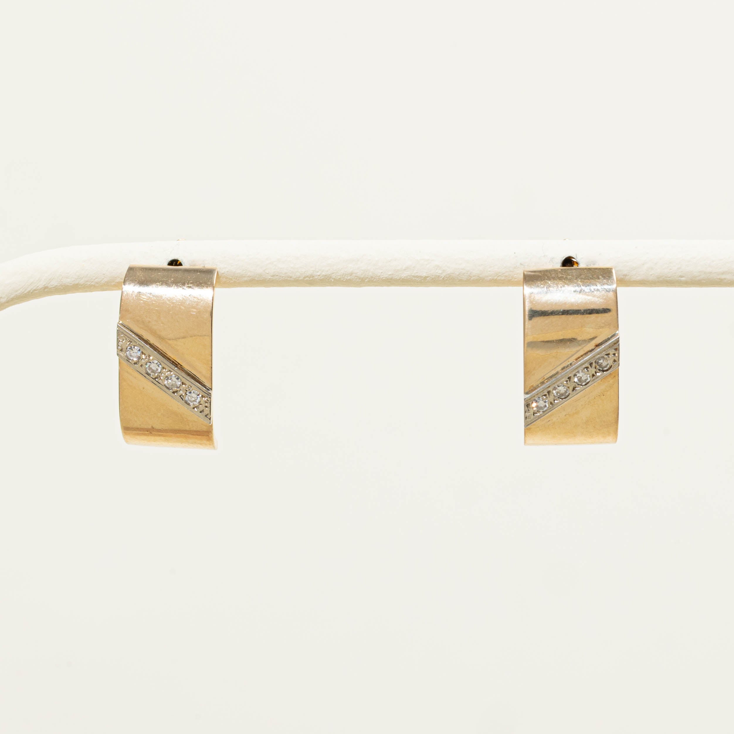14k Diamond Wide Half Hoop Earrings