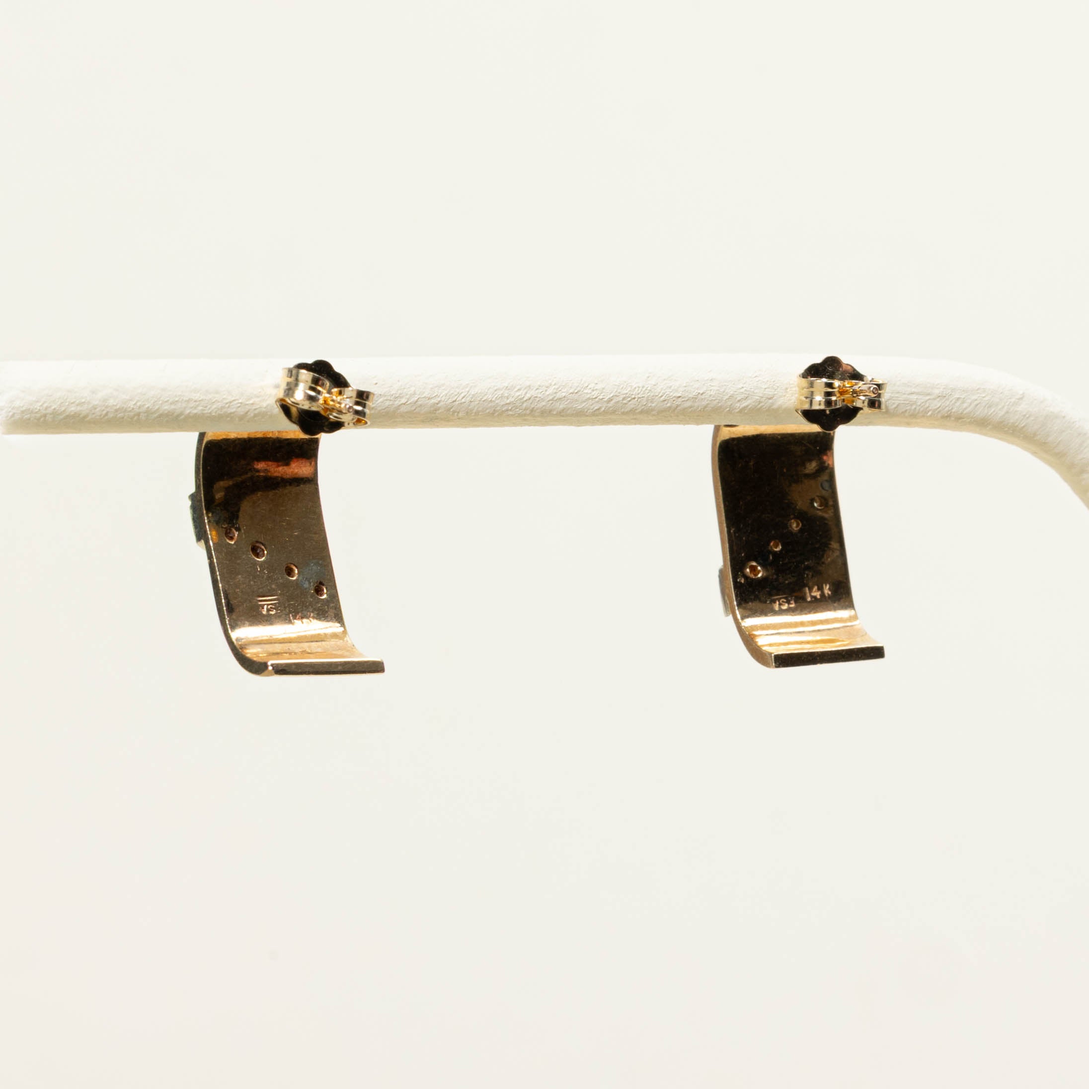 14k Diamond Wide Half Hoop Earrings