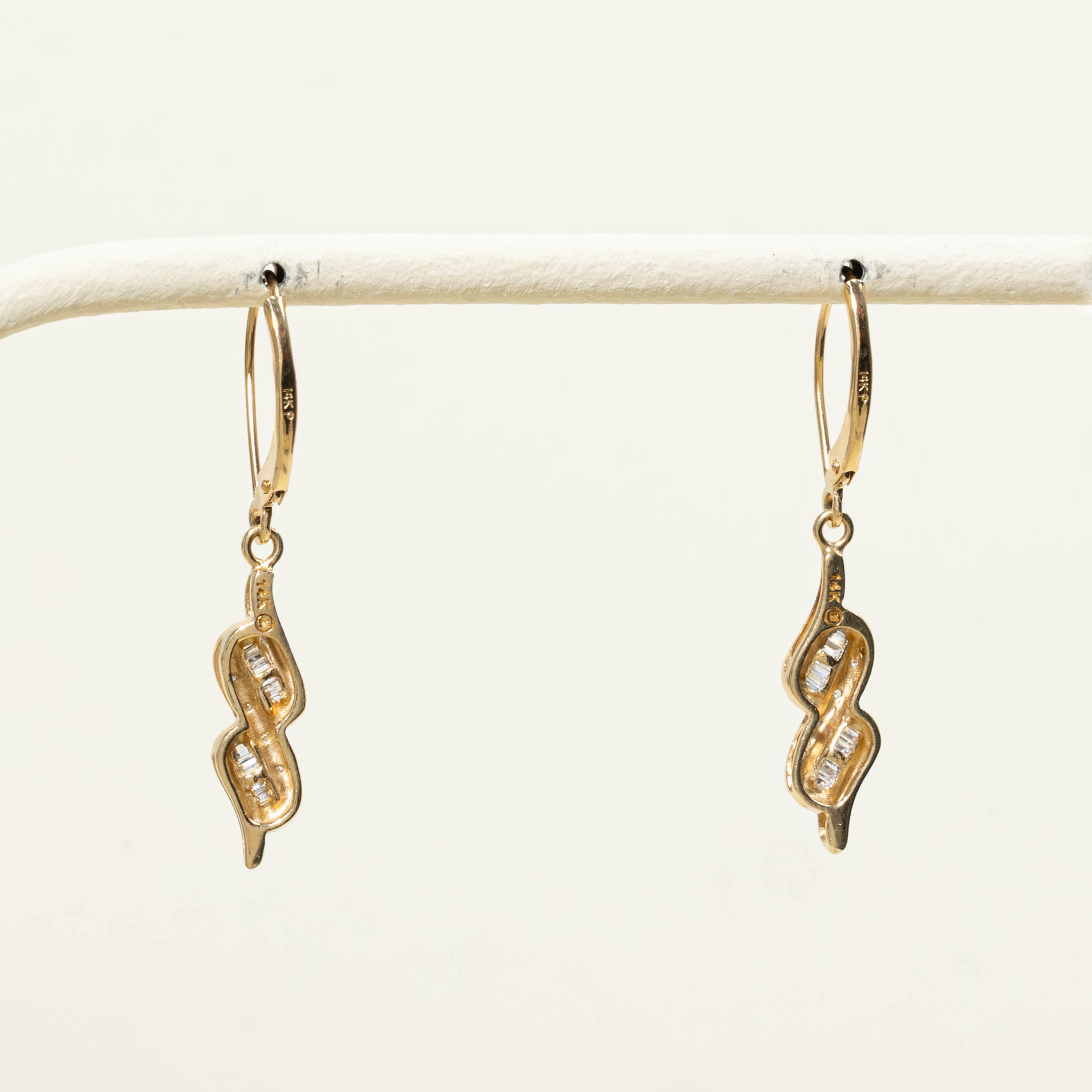 14k Diamond Swirl Drop Earrings