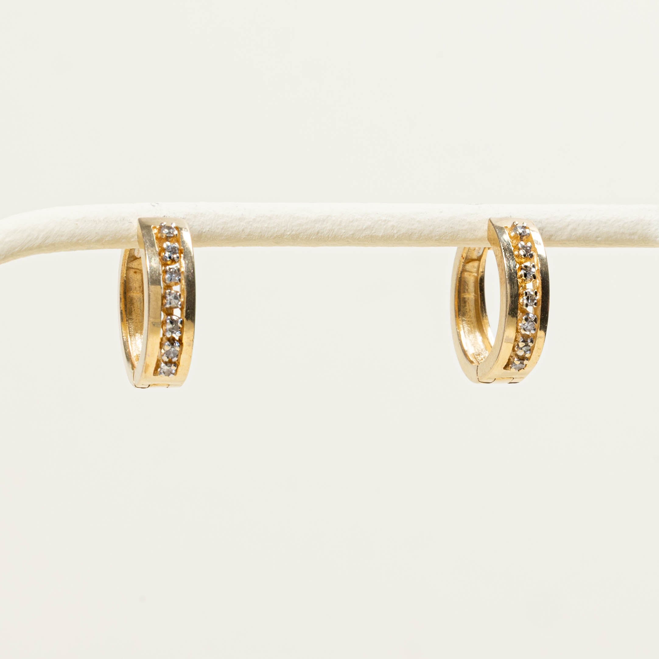 14k Diamond Column Hoop Earrings