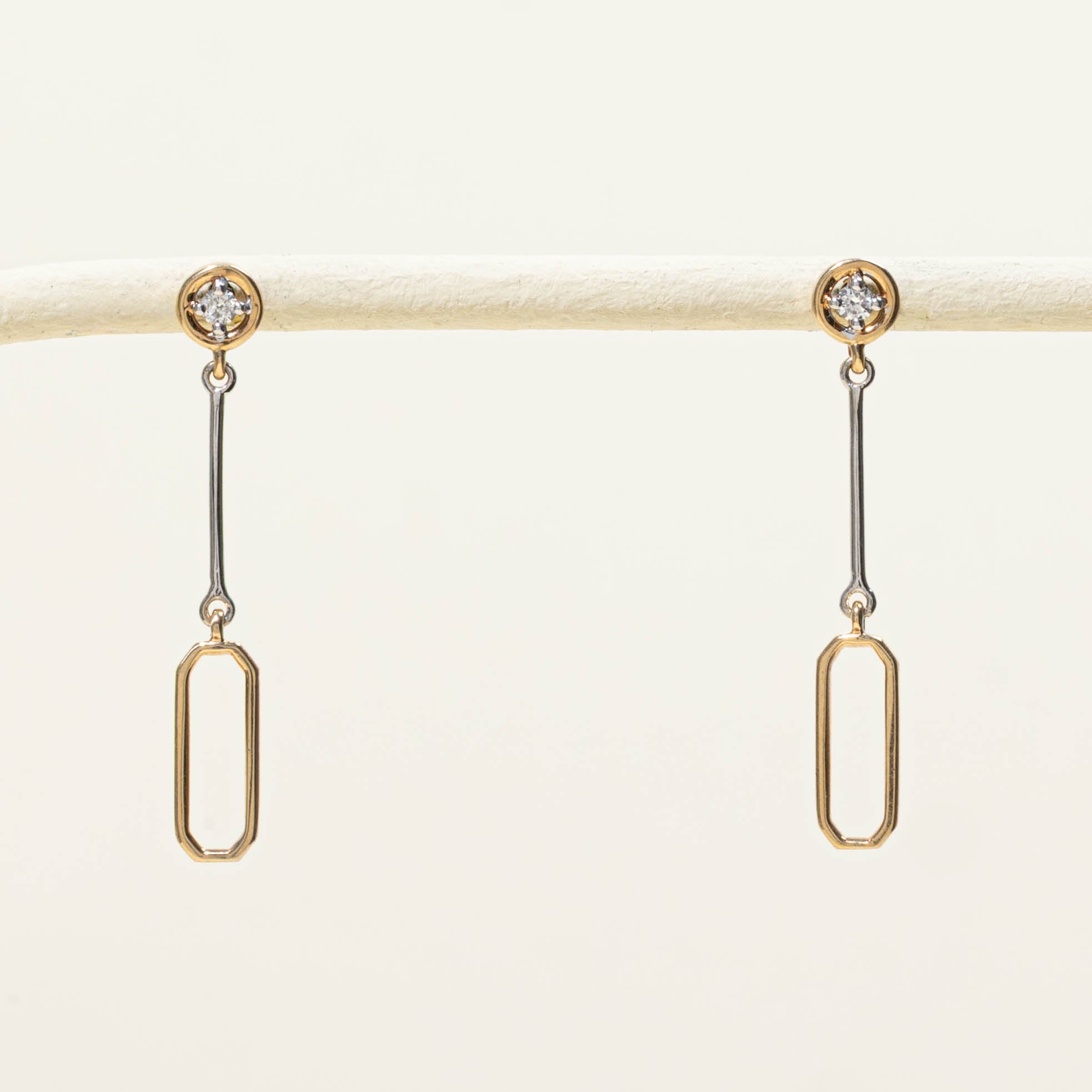 14k Round Brilliant Cut Diamond Oval Drop Earrings