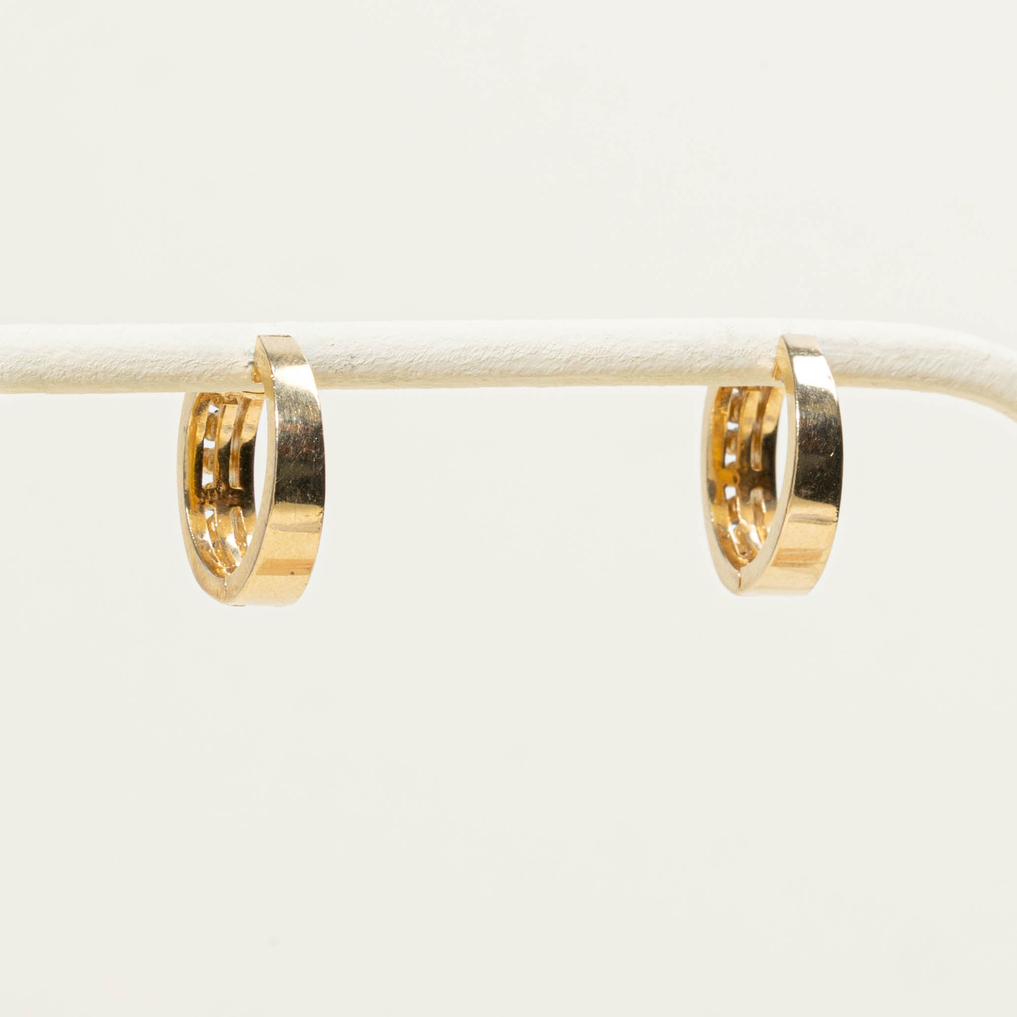 14k Diamond Column Hoop Earrings