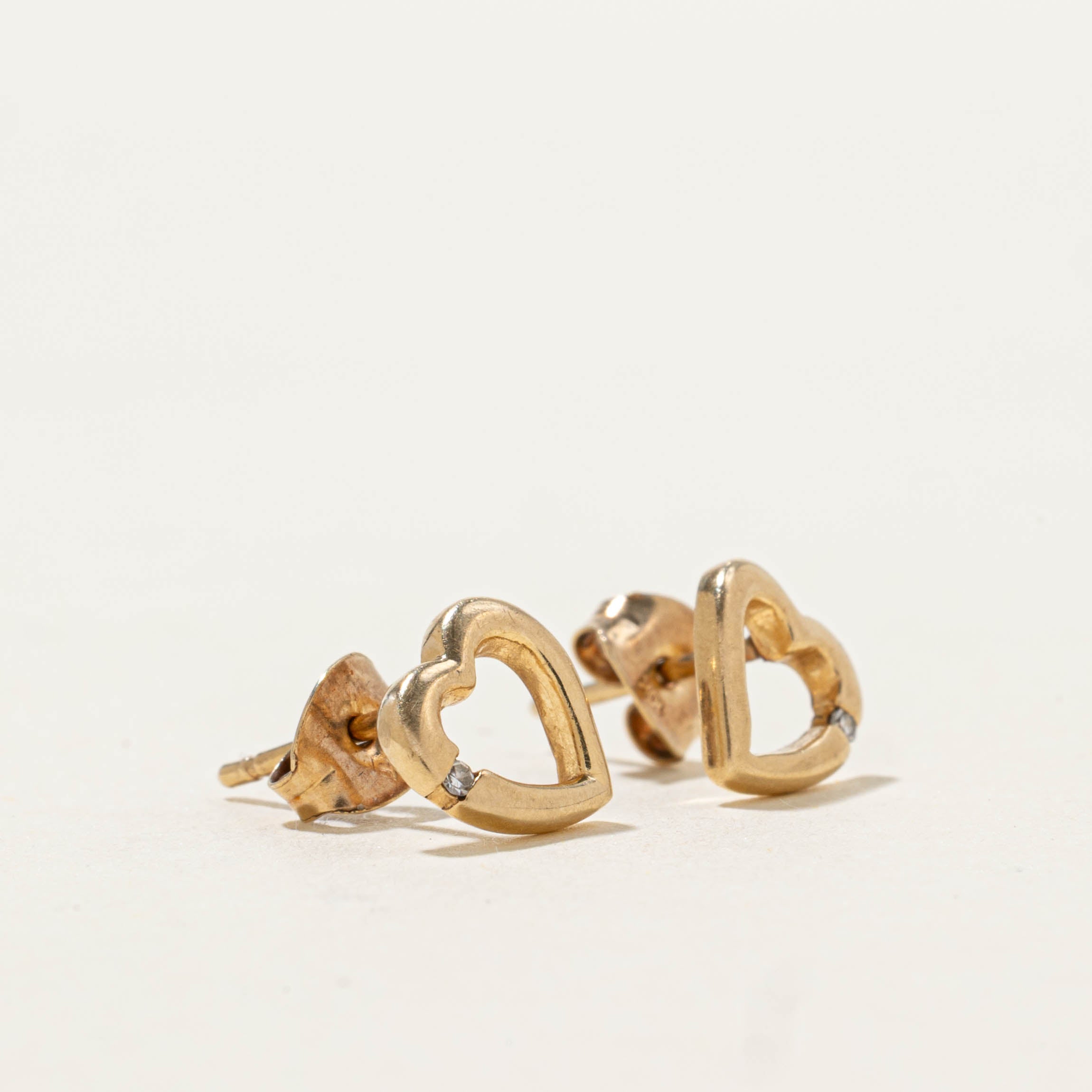 10k Diamond Heart Stud Earrings