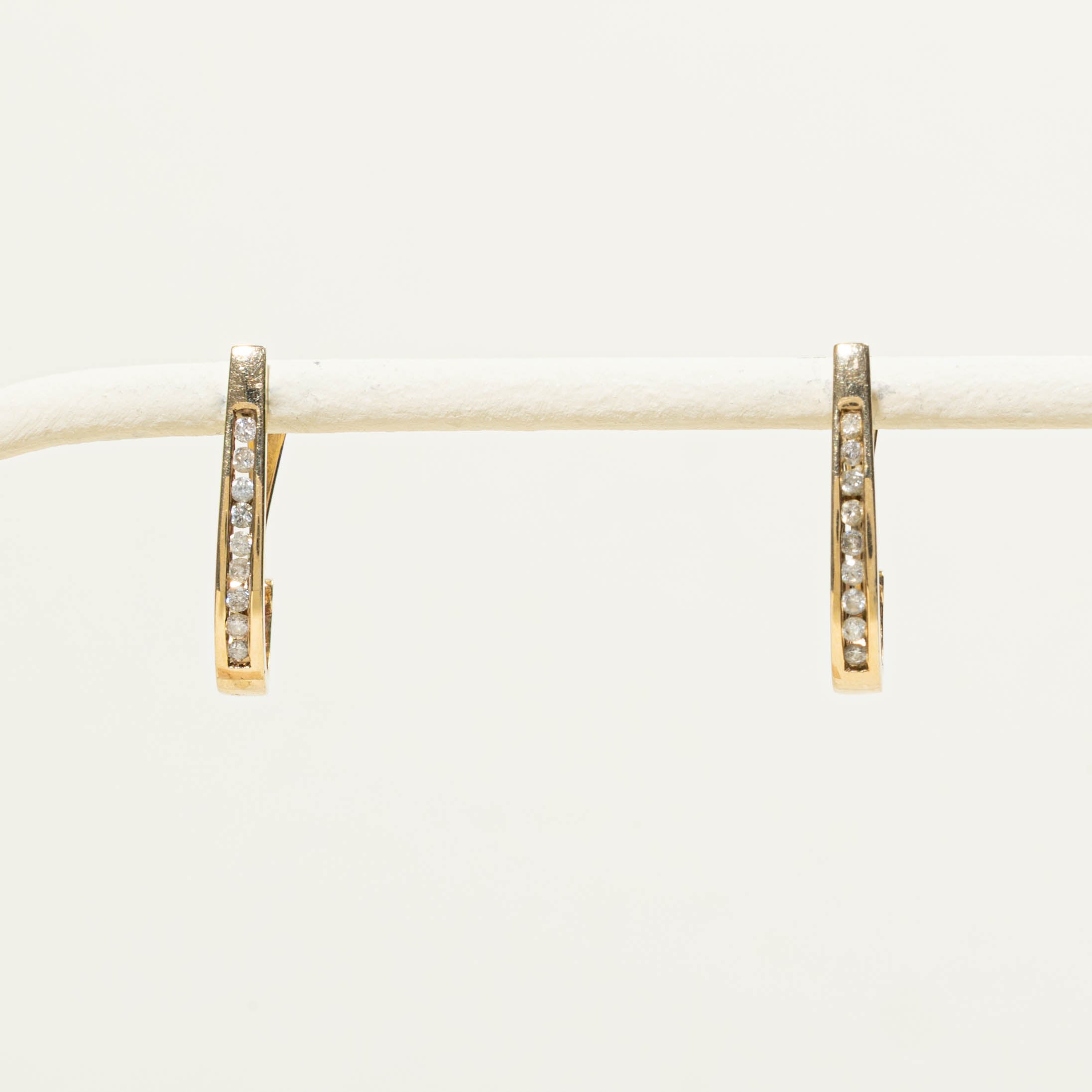 10k Channel Set Diamond Hoop Earrings