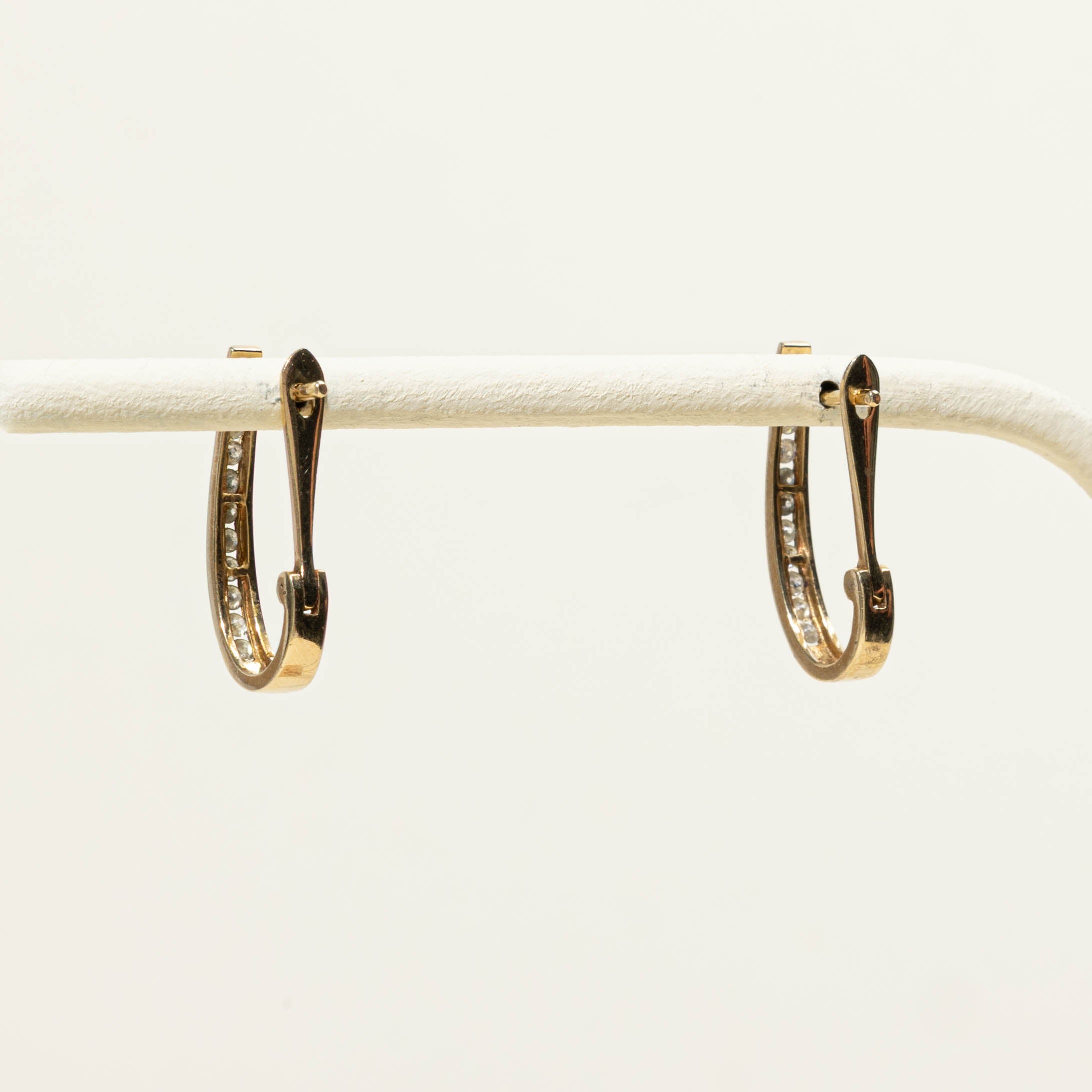 10k Channel Set Diamond Hoop Earrings