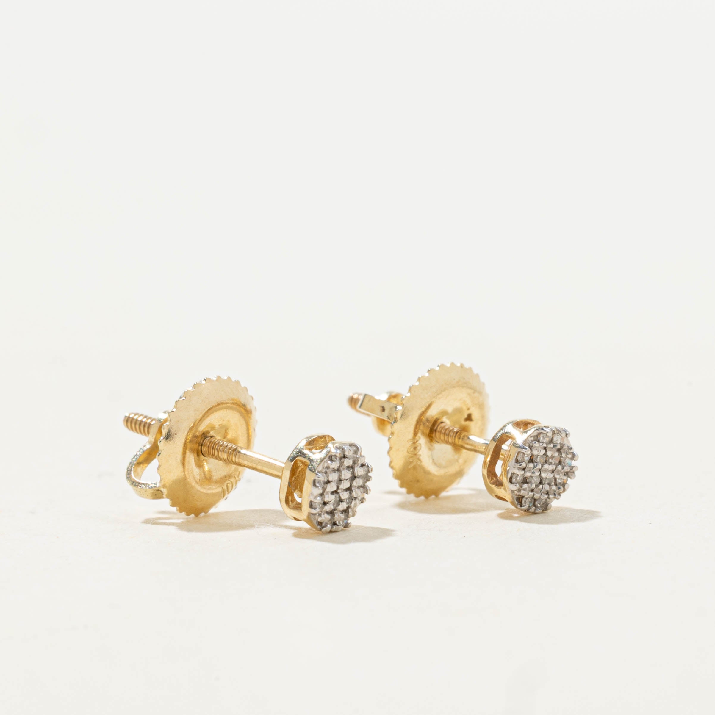 10k Diamond Circle Cluster Stud Earrings