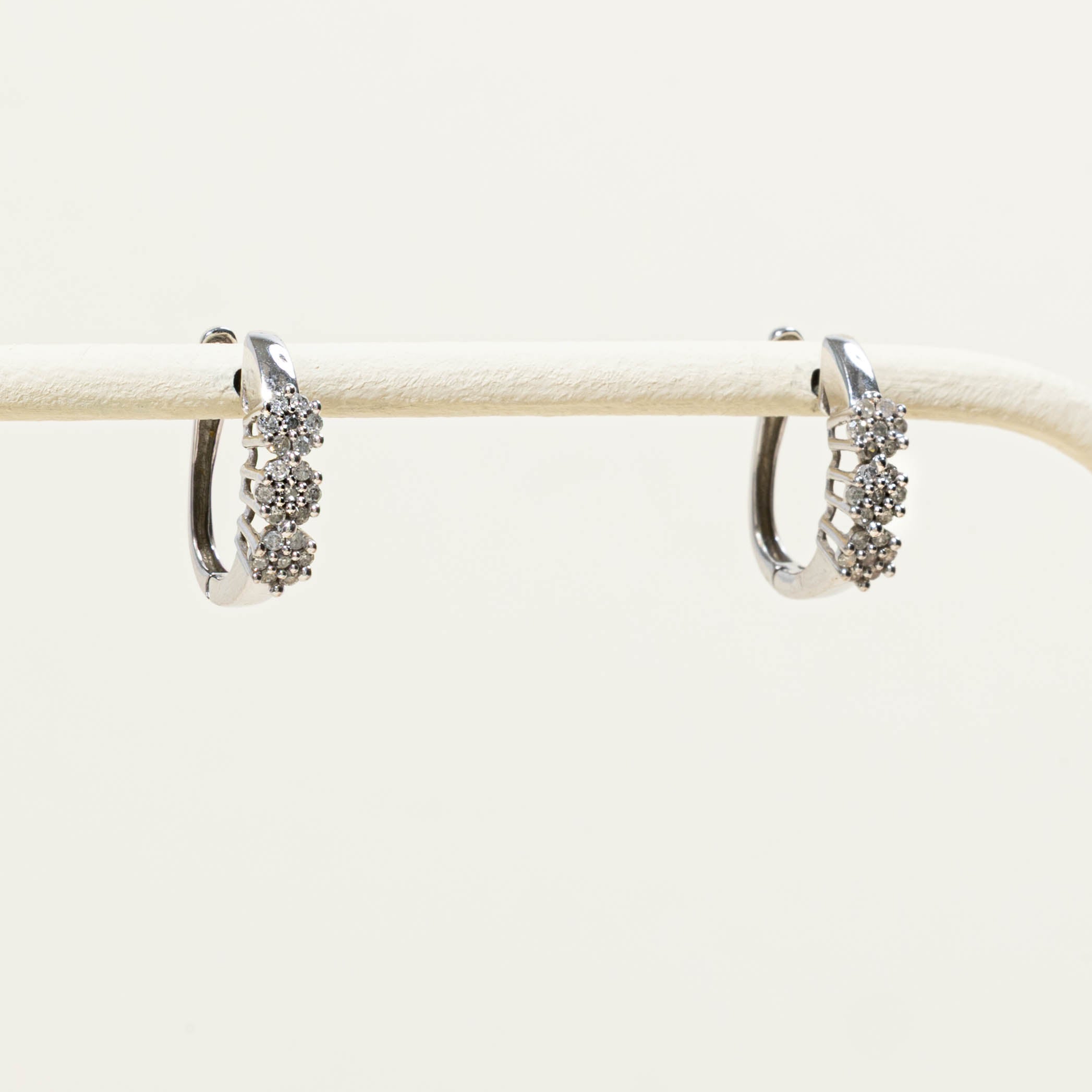 10k Diamond Cluster Huggie Earrings
