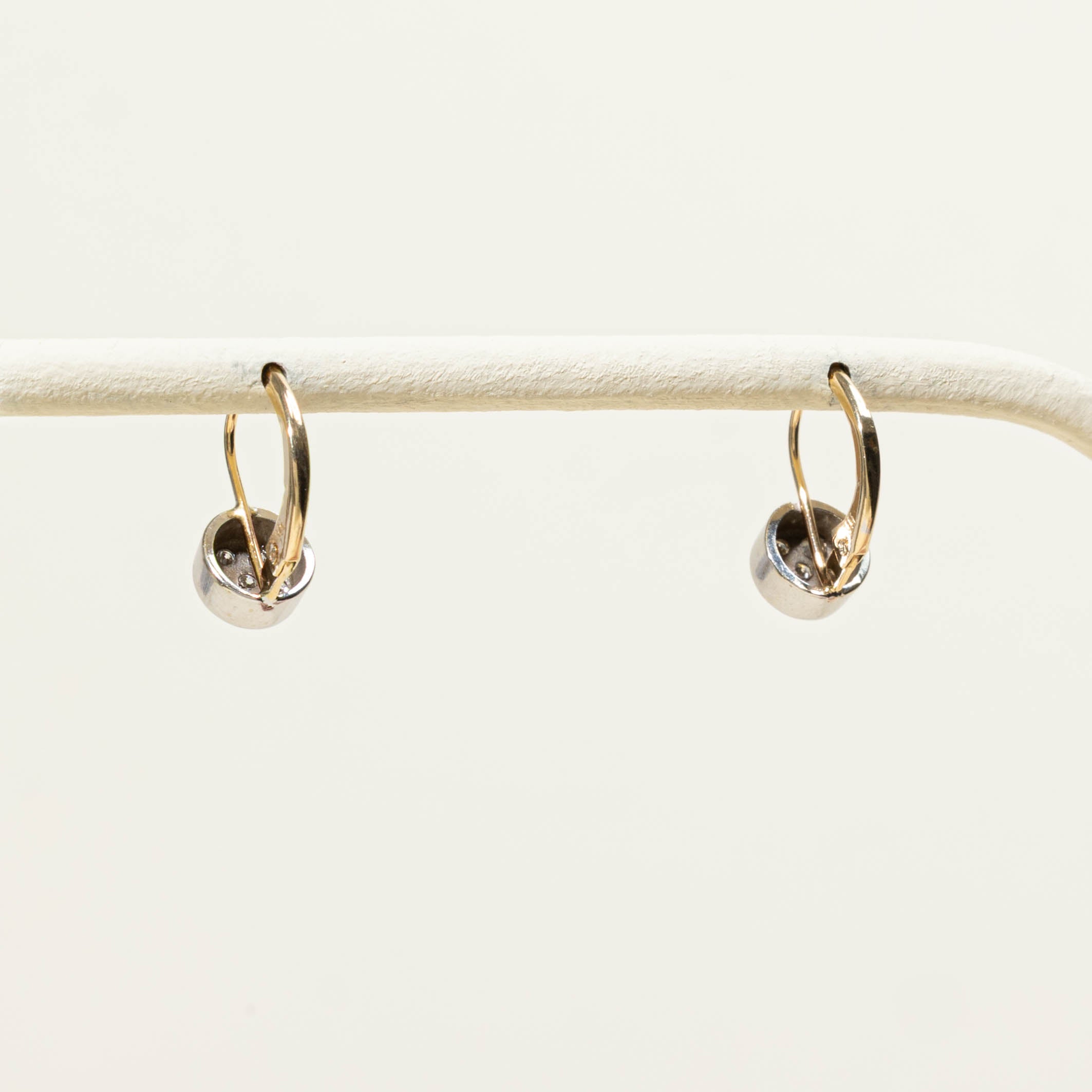 14k Diamond Circle Cluster Drop Earrings