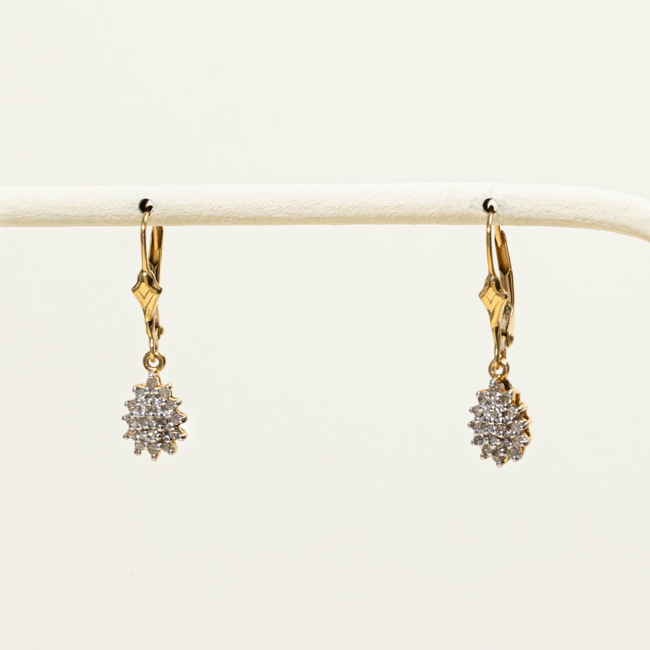 10k Diamond Cluster Drop Earrings