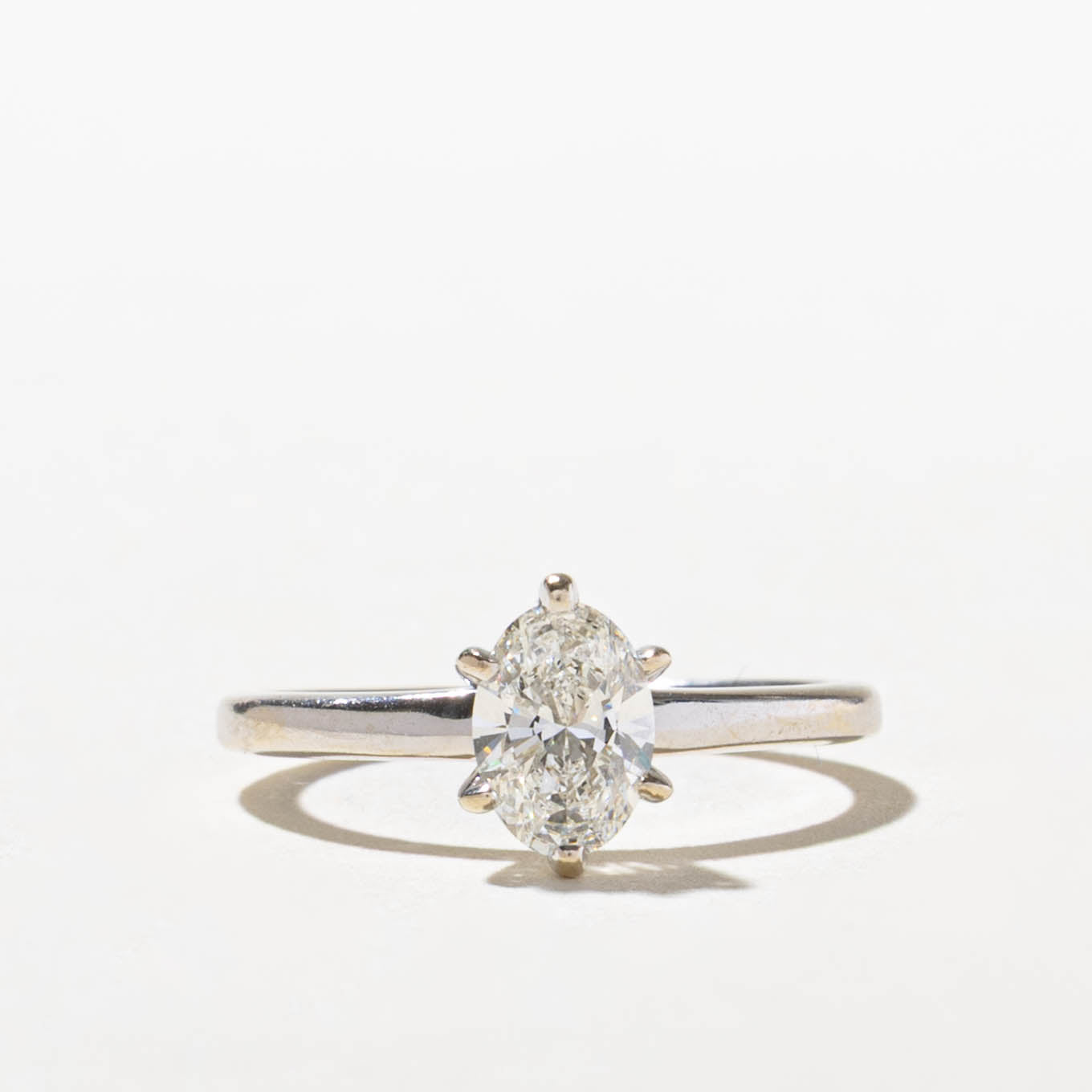 18k GIA Oval Cut Six Prong Diamond Ring | GIA 0.60ct SI1 H | SZ 4.5