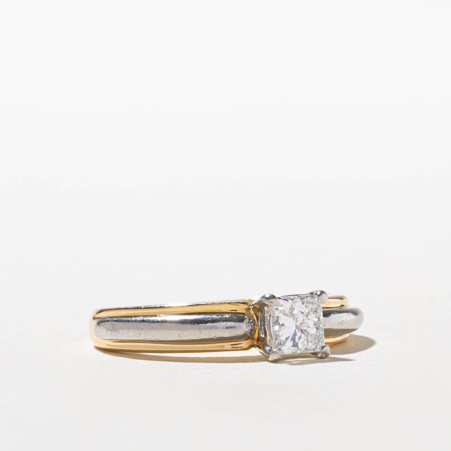 18k Two Tone Princess Cut Diamond Ring | 0.40ct SI1/SI2 F/G | SZ 5.5