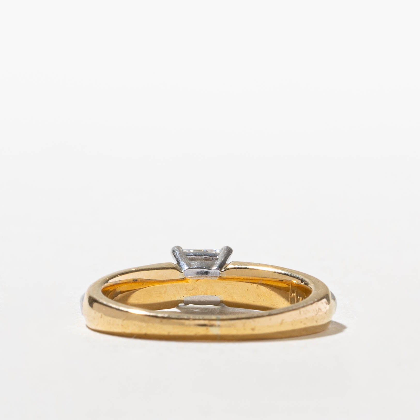 18k Two Tone Princess Cut Diamond Ring | 0.40ct SI1/SI2 F/G | SZ 5.5