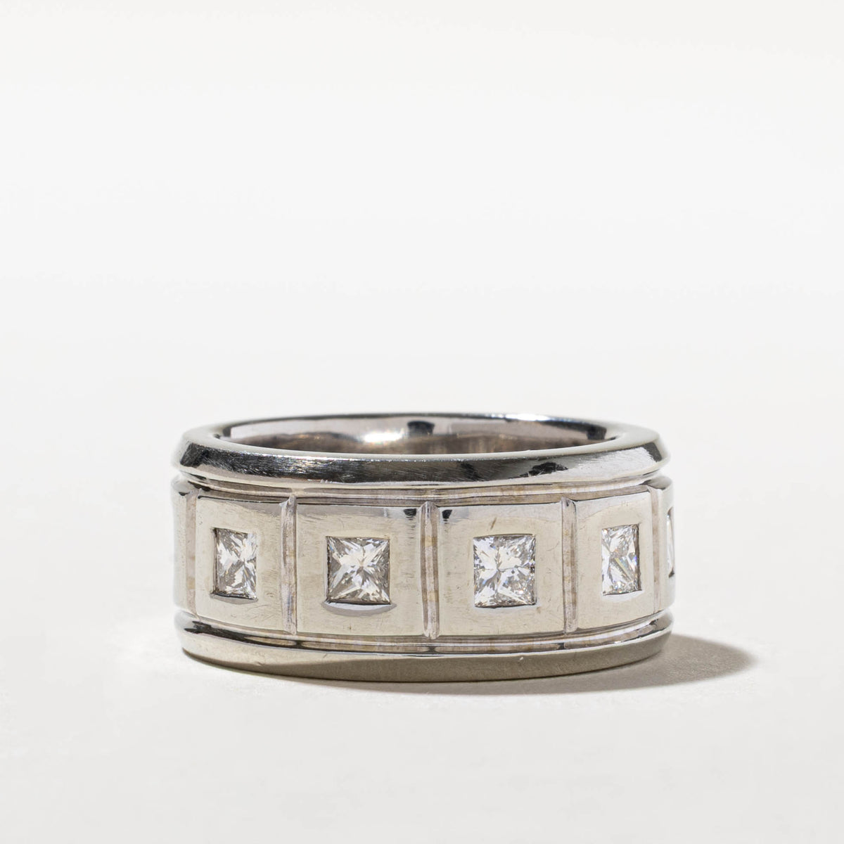 18k Princess Cut Flush Set Diamond Band | 1.75ctw | 10.90mm | SZ 9.5