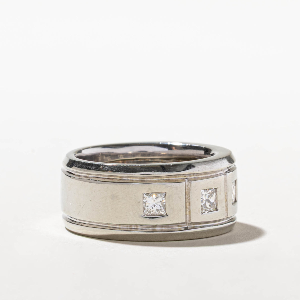 18k Princess Cut Flush Set Diamond Band | 1.75ctw | 10.90mm | SZ 9.5