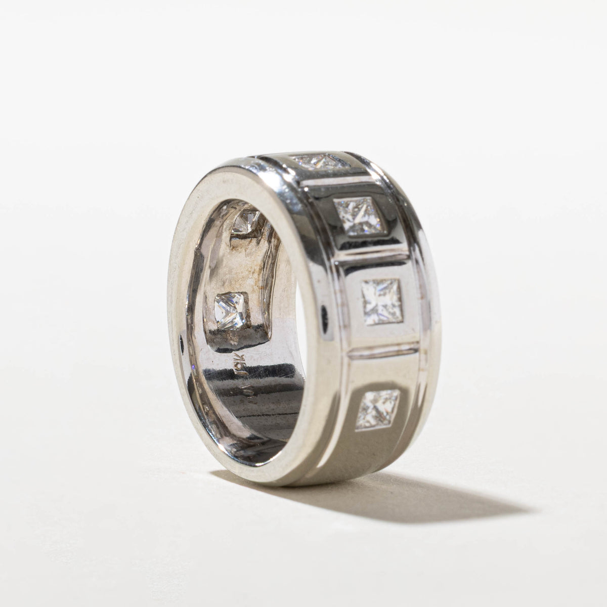 18k Princess Cut Flush Set Diamond Band | 1.75ctw | 10.90mm | SZ 9.5