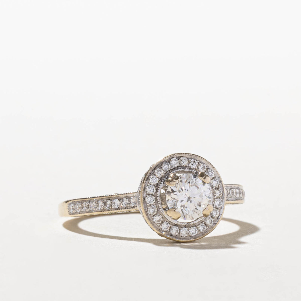 18k Diamond Halo Ring | 0.50ct SI2 H, 0.25ctw | SZ 7.75