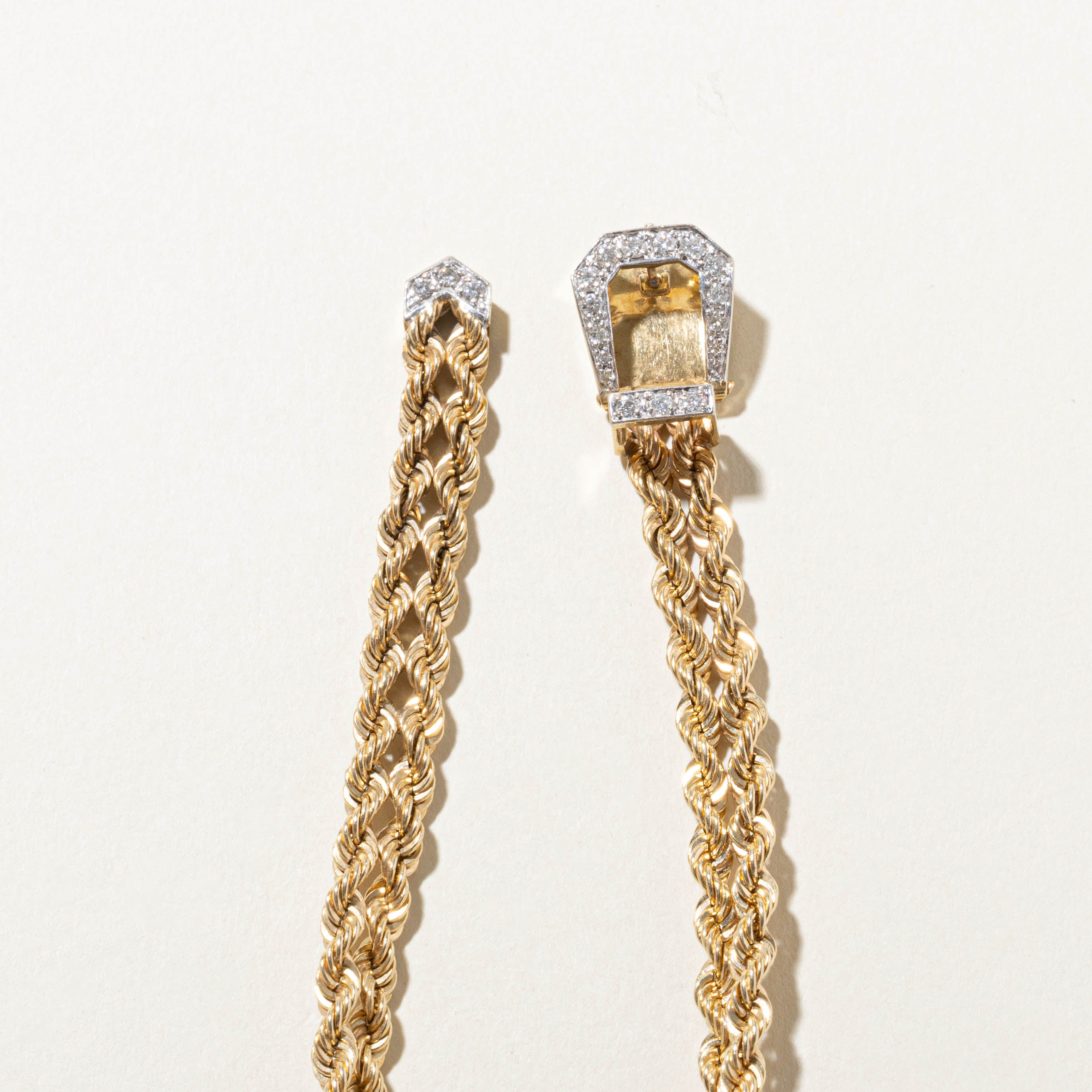 14k Diamond Rope Buckle Bracelet | 0.50ctw | 8"