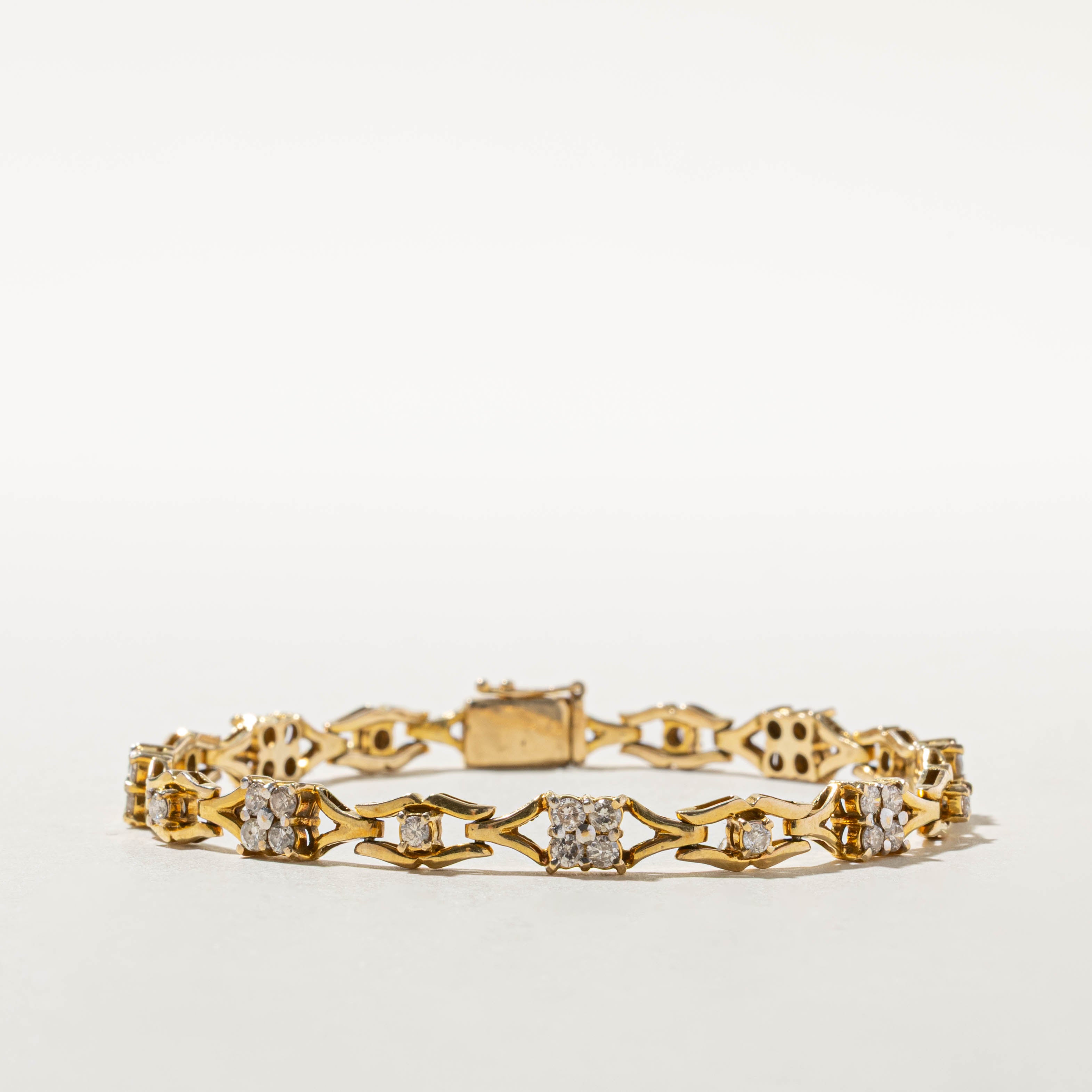 14k Diamond Cluster Openwork Marquise Bracelet | 1.20ctw | 7.5"