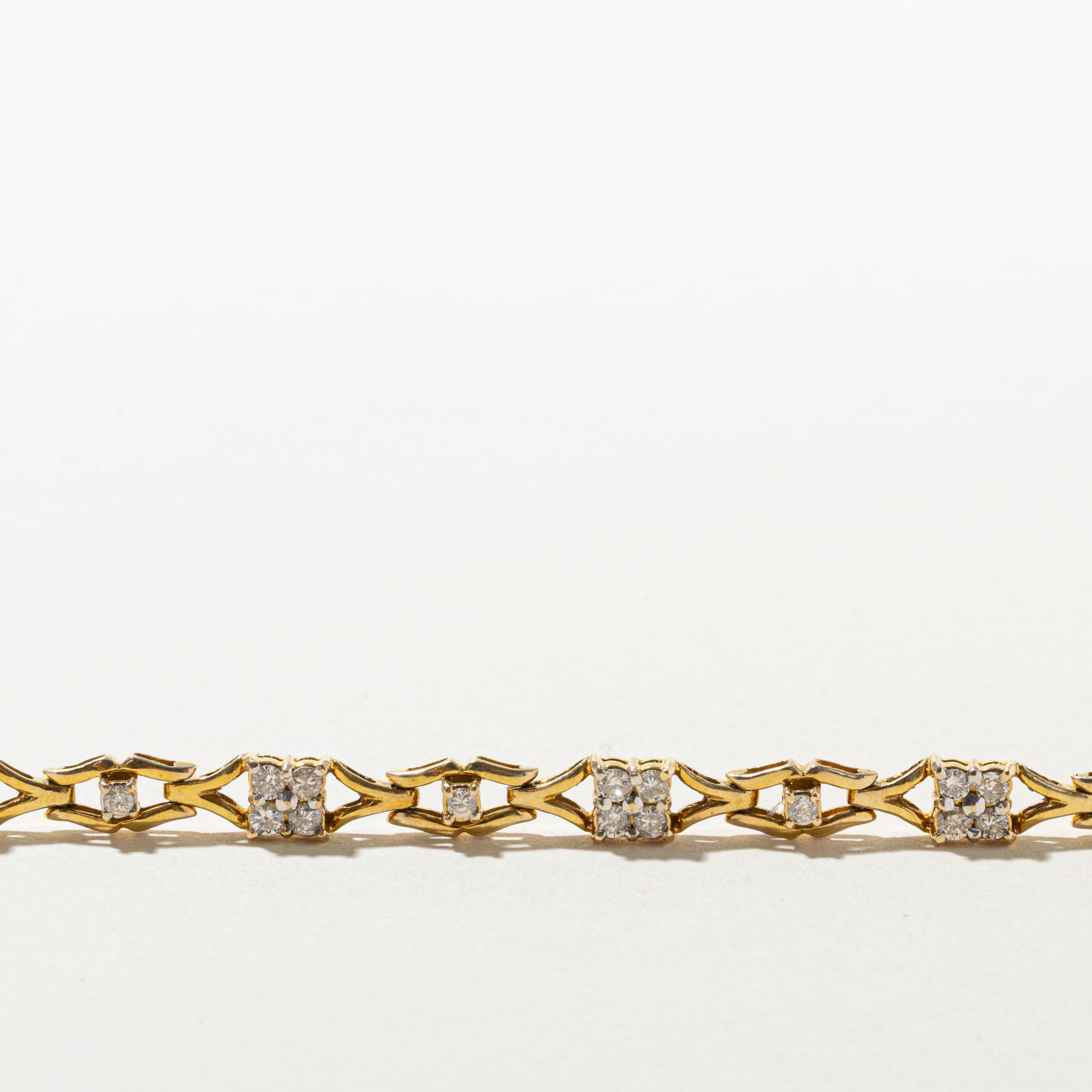 14k Diamond Cluster Openwork Marquise Bracelet | 1.20ctw | 7.5"