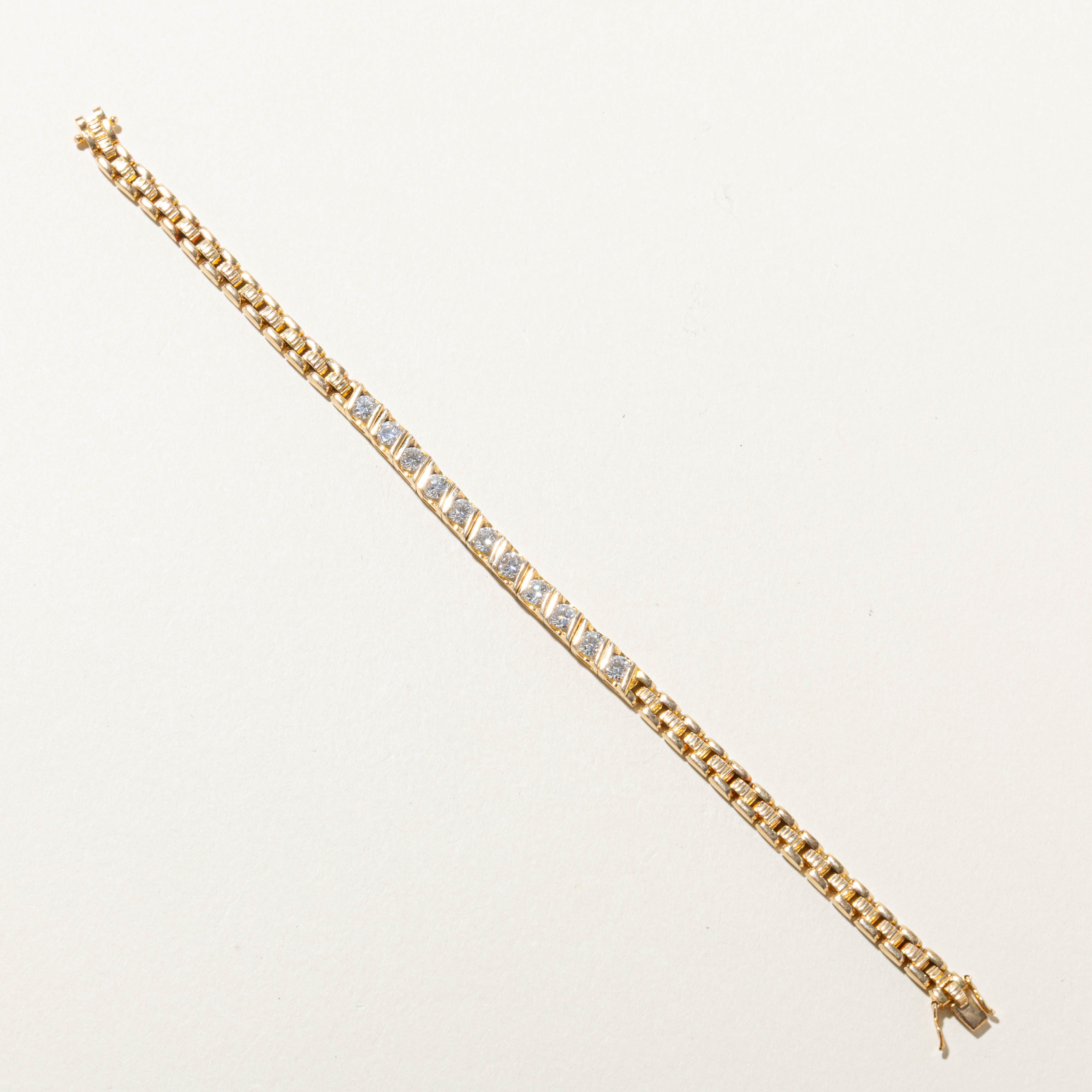 14k Diamond Watch Link Tennis Bracelet | 1.54ctw | 7"