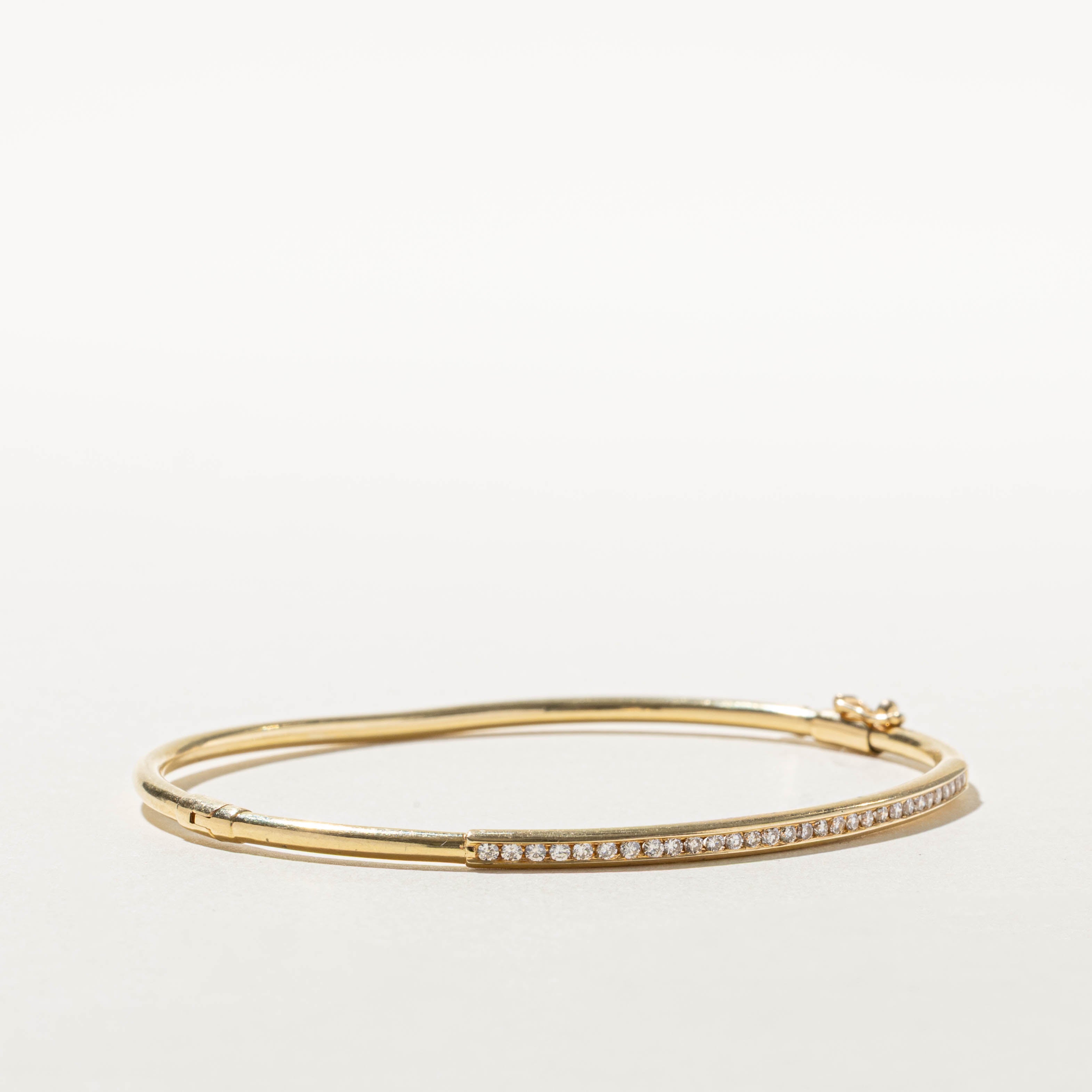 14k Channel Set Diamond Bangle | 0.30ctw | 7.5"