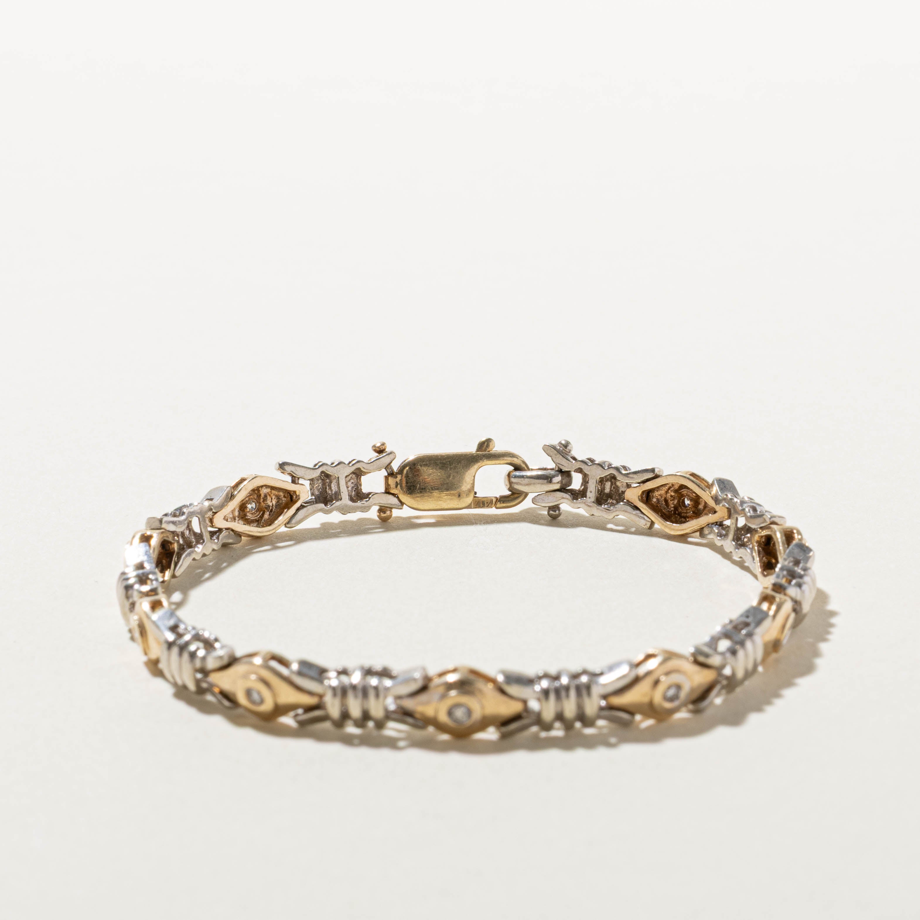 10k Two-Tone Diamond Barbed Bracelet | 0.15ctw | 7"